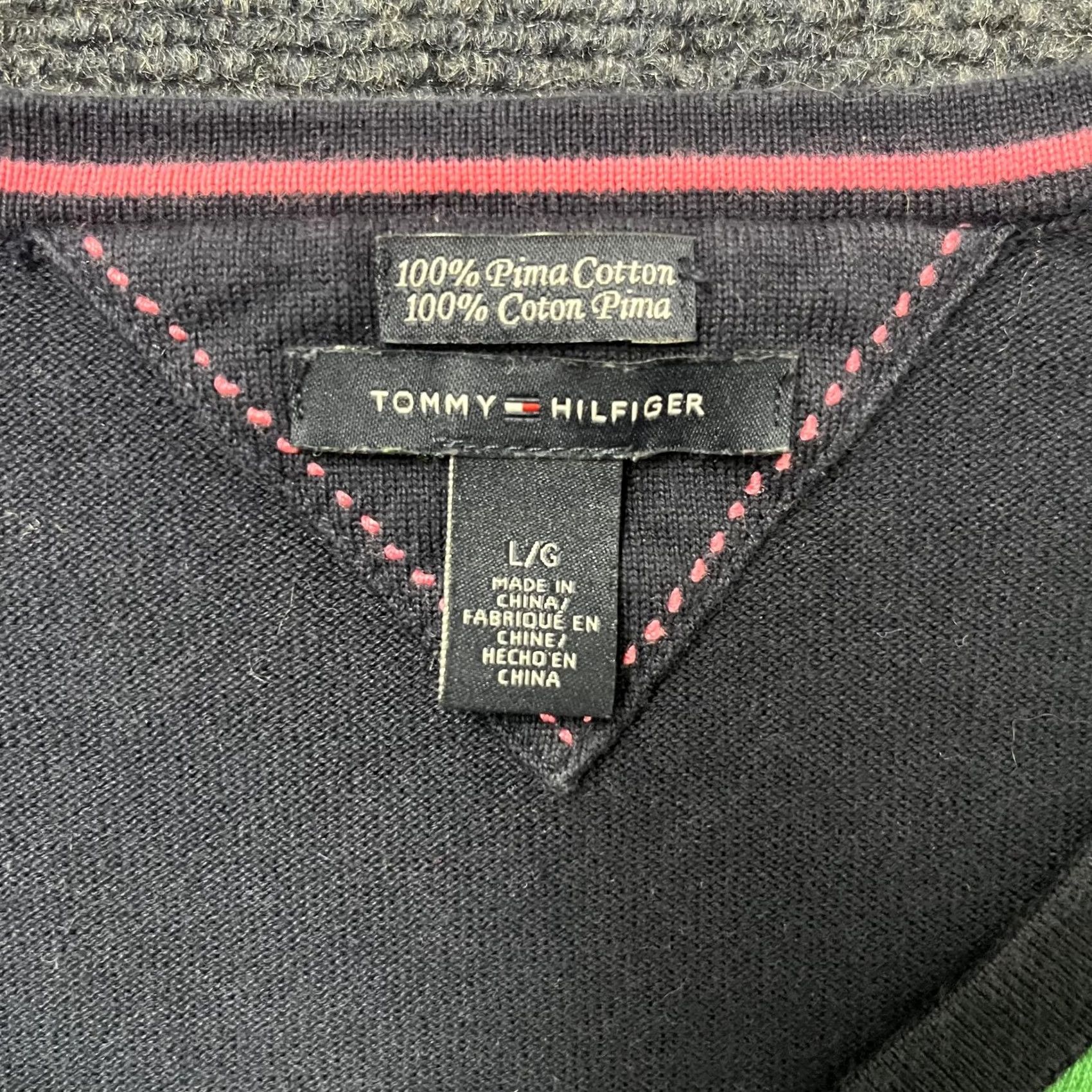 Tommy Hilfiger Tommy Hilfiger Sweater Mens Large Blue Green Argyle V Neck Pima Cotton Knit Size US L / EU 52-54 / 3 - 2 Thumbnail