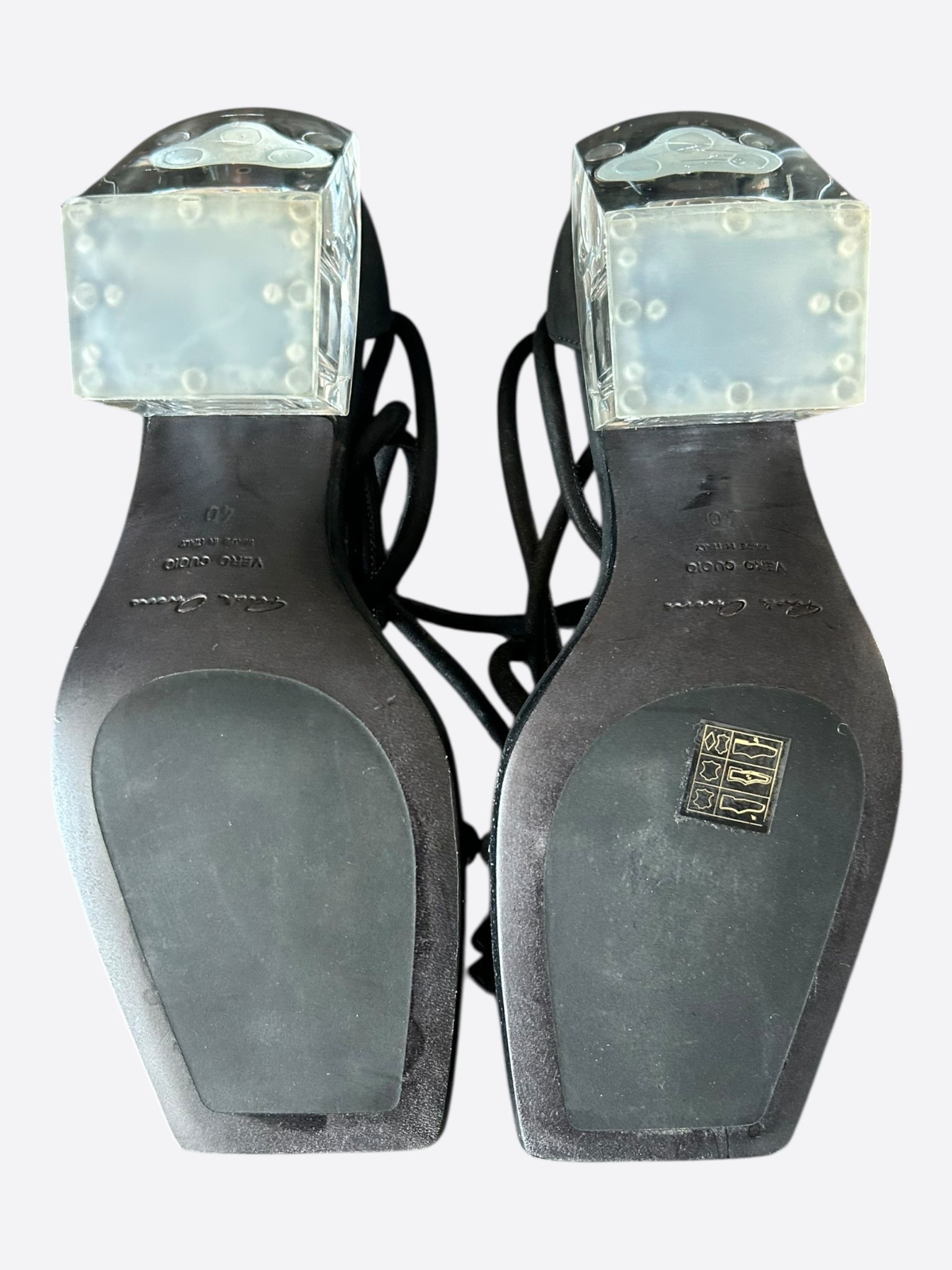 Rick Owens Rick Owens Black & Clear Leather Ankle-Wrap Sandals Size US 10 / IT 40 - 7 Thumbnail