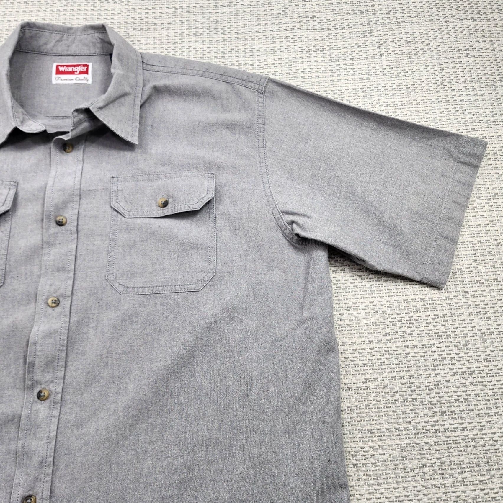 Wrangler Wrangler Shirt Mens L Gray Short Sleeve Button-Up Workwear Western Pockets Cowboy Classic Size US L / EU 52-54 / 3 - 2 Thumbnail