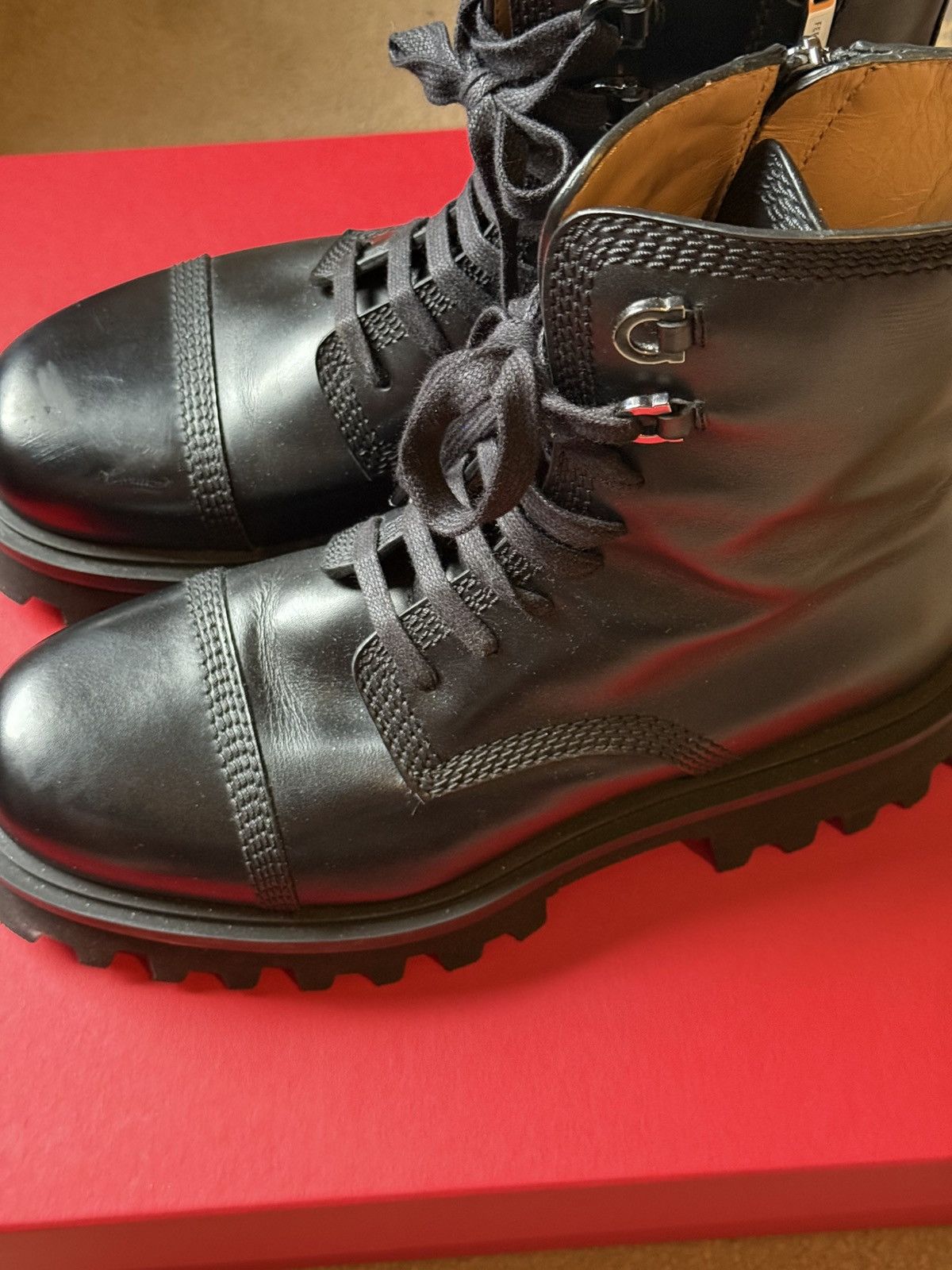 Salvatore Ferragamo Salvatore Ferragamo FARAWAY Black Leather Combat BOOT Size US 10 / EU 43 - 8 Thumbnail