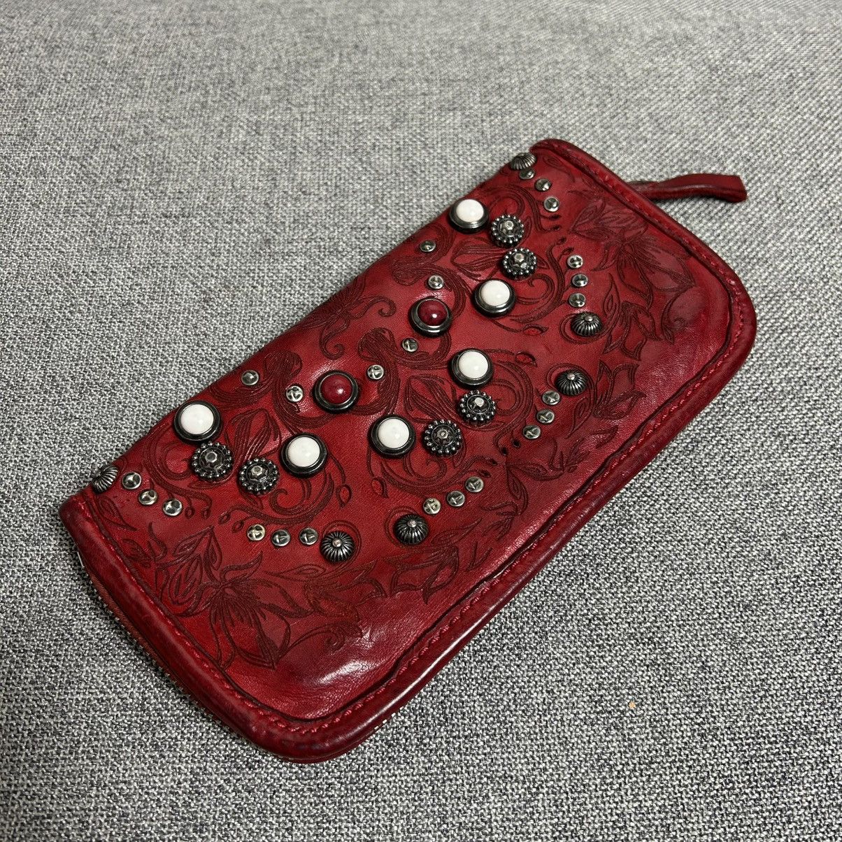 Campomaggi Campomaggi “Siena” Red Leather Wallet With Studs Size ONE SIZE - 2 Thumbnail