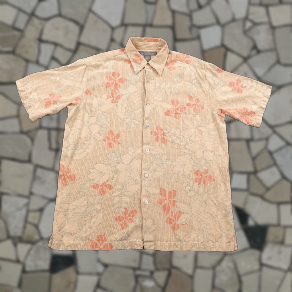 Tori Richard Tori Richard Shirt Mens Medium Peach Orange Hawaiian Silk Floral Aloha Camp Size US M / EU 48-50 / 2 - 1 Thumbnail