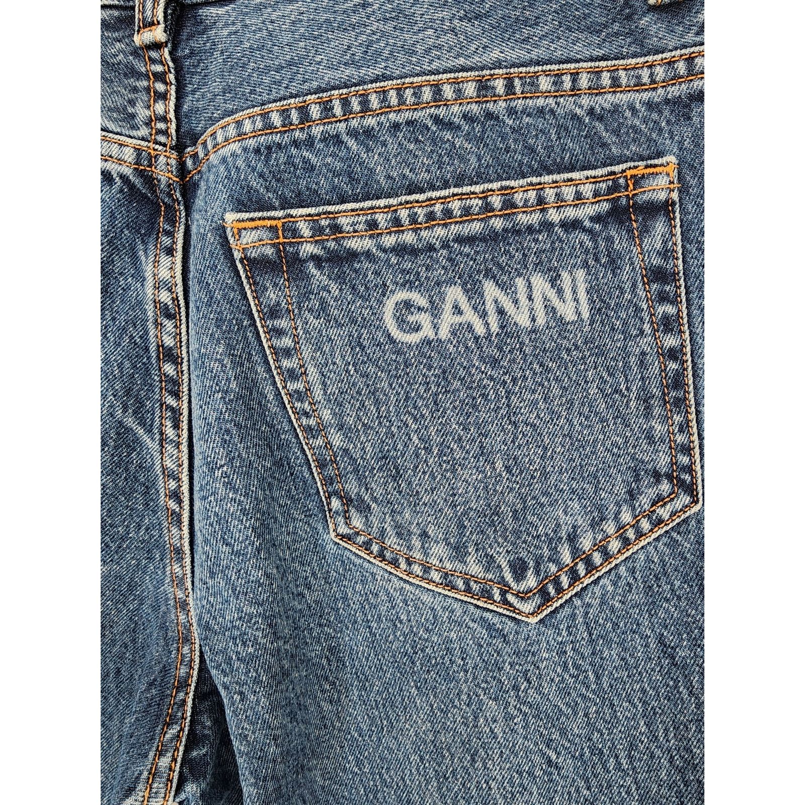Ganni Ganni Dark Indigo Heavy Denim Straight Leg Jeans Size 28 Size 28" / US 6 / IT 42 - 6 Thumbnail