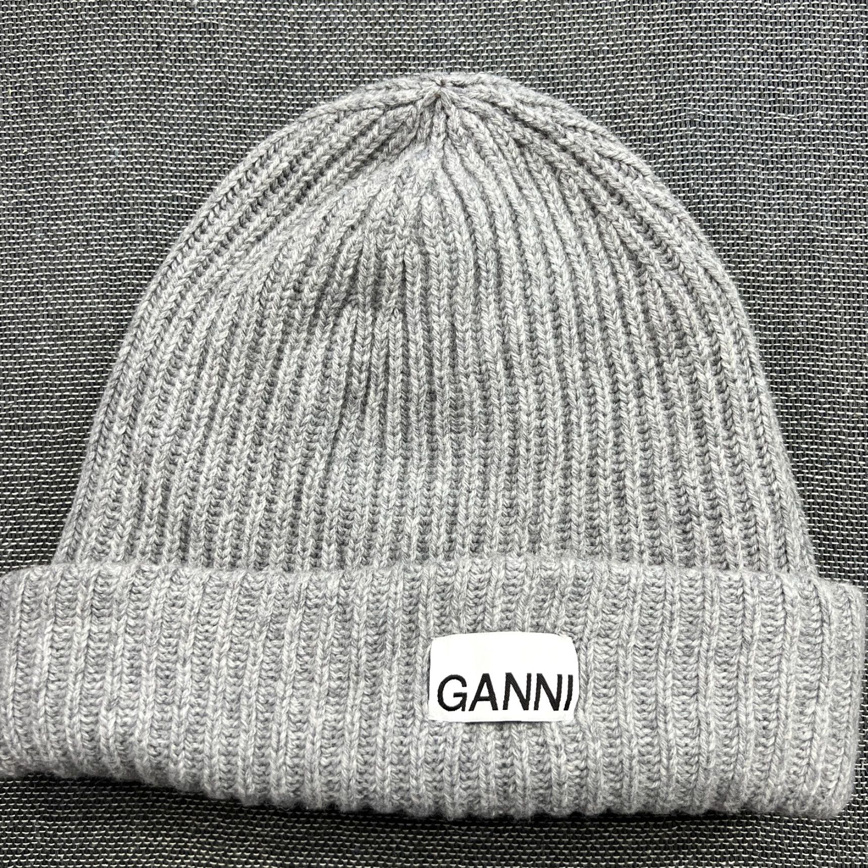 Ganni GANNI Womens Beanie One Size Wool Blend Gray Knitted Cuffed Size ONE SIZE - 2 Thumbnail