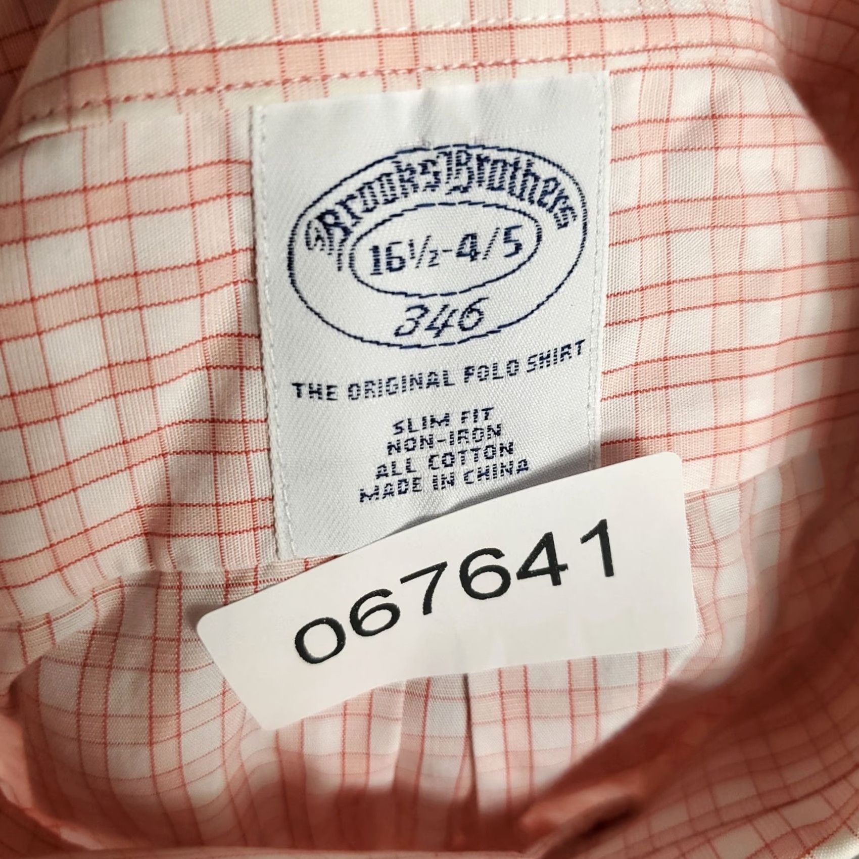 Brooks Brothers Brooks Brothers Shirt Mens 16.5 Orange Plaid Dress Button Up Long Sleeve Slim Cuff Barrel Non-Iron Pockets Regular Size 46R - 8 Thumbnail