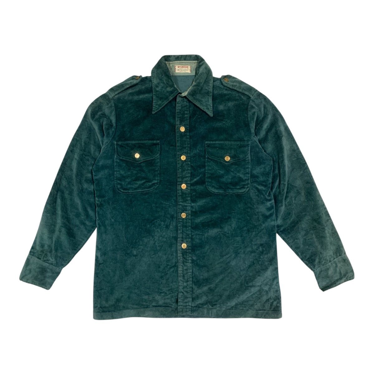 McGregor Vtg 70's McGregor Velour Cord Button Up Shirt Size US M / EU 48-50 / 2 - 1 Thumbnail