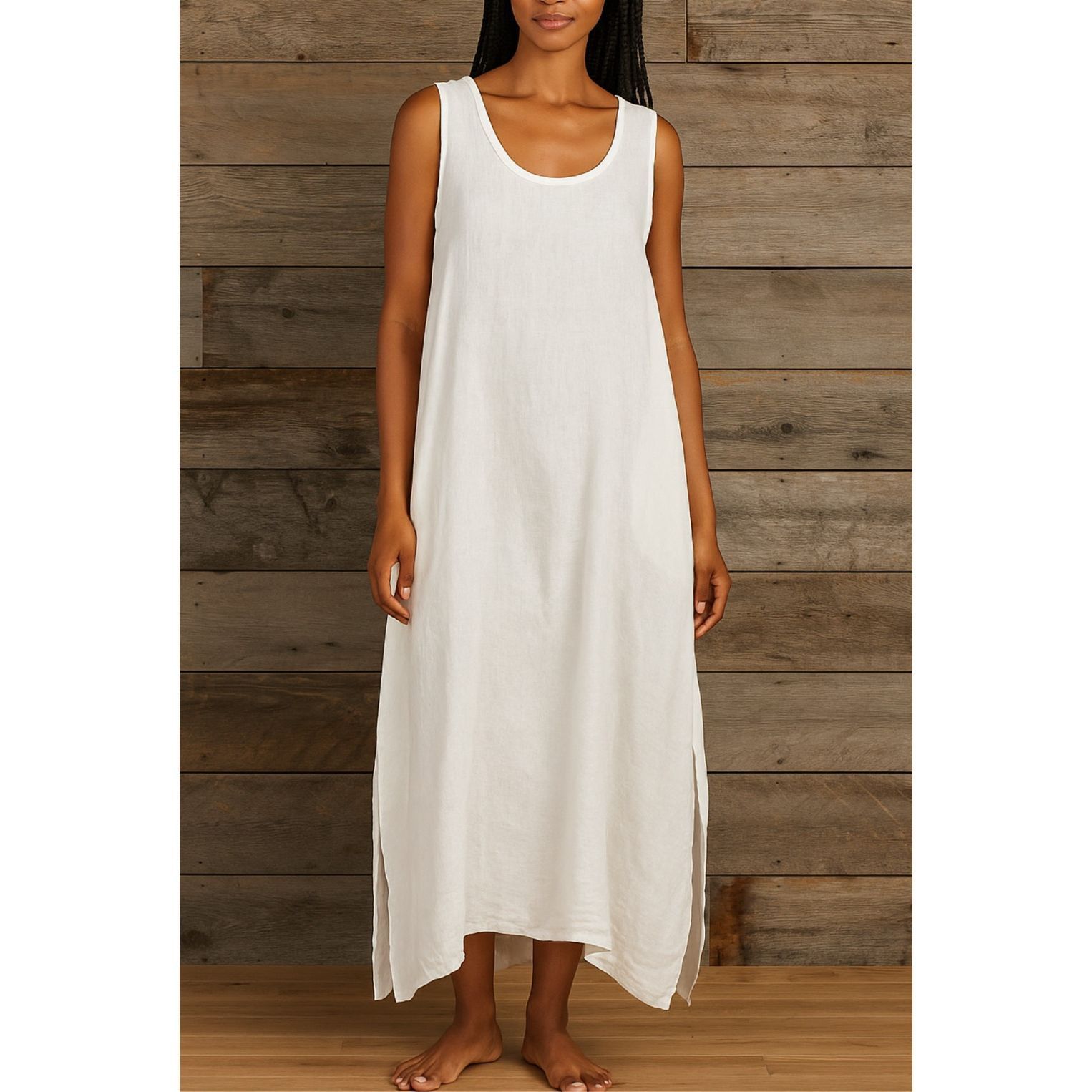 FLAX Flax NWOT white linen maxi sleeveless dress slits size Mediu Size M / US 6-8 / IT 42-44 - 1 Thumbnail