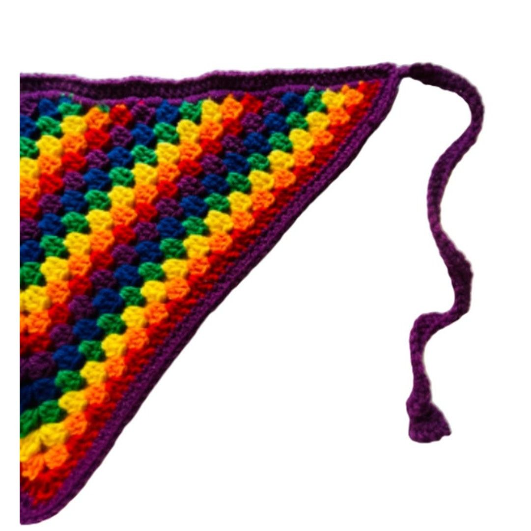 Handmade Bandana Head Wrap Crochet Rainbow Colors Granny Stitch Strip Size ONE SIZE - 6 Thumbnail