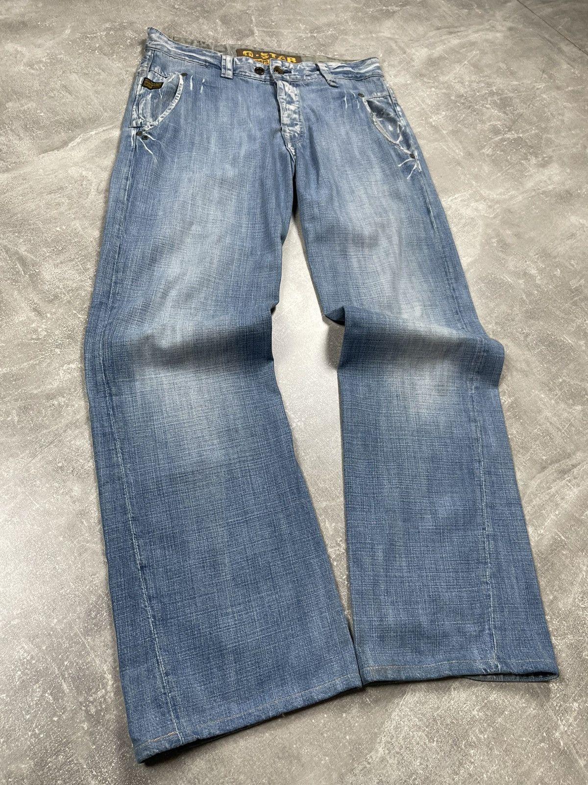 G-Star × Japanese Brand G-Star Raw Washed Blue Vintage Faded Denim Jeans Size US 34 / EU 50 - 2 Thumbnail
