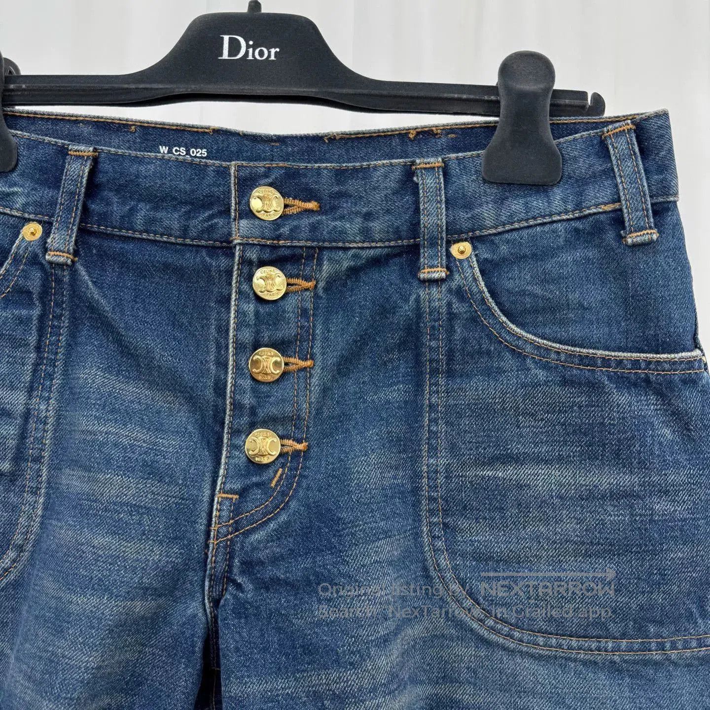 Celine Celine 2025 Triomphe Gold Buckle Denim Shorts. Size 27" / US 4 / IT 40 - 3 Thumbnail