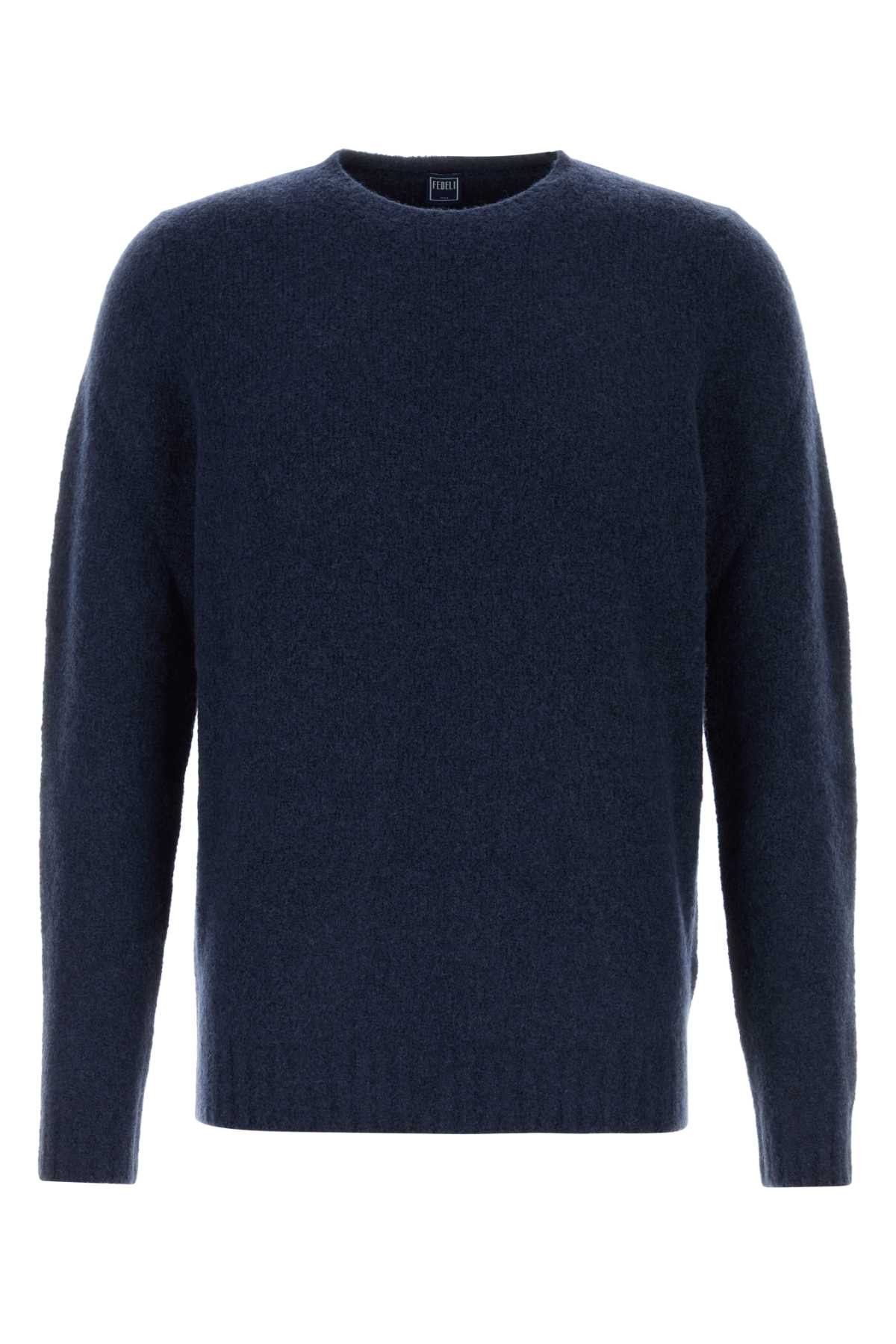 Fedeli Navy Blue Stretch Wool Blend Sweater Size US S / EU 44-46 / 1 - 1 Thumbnail