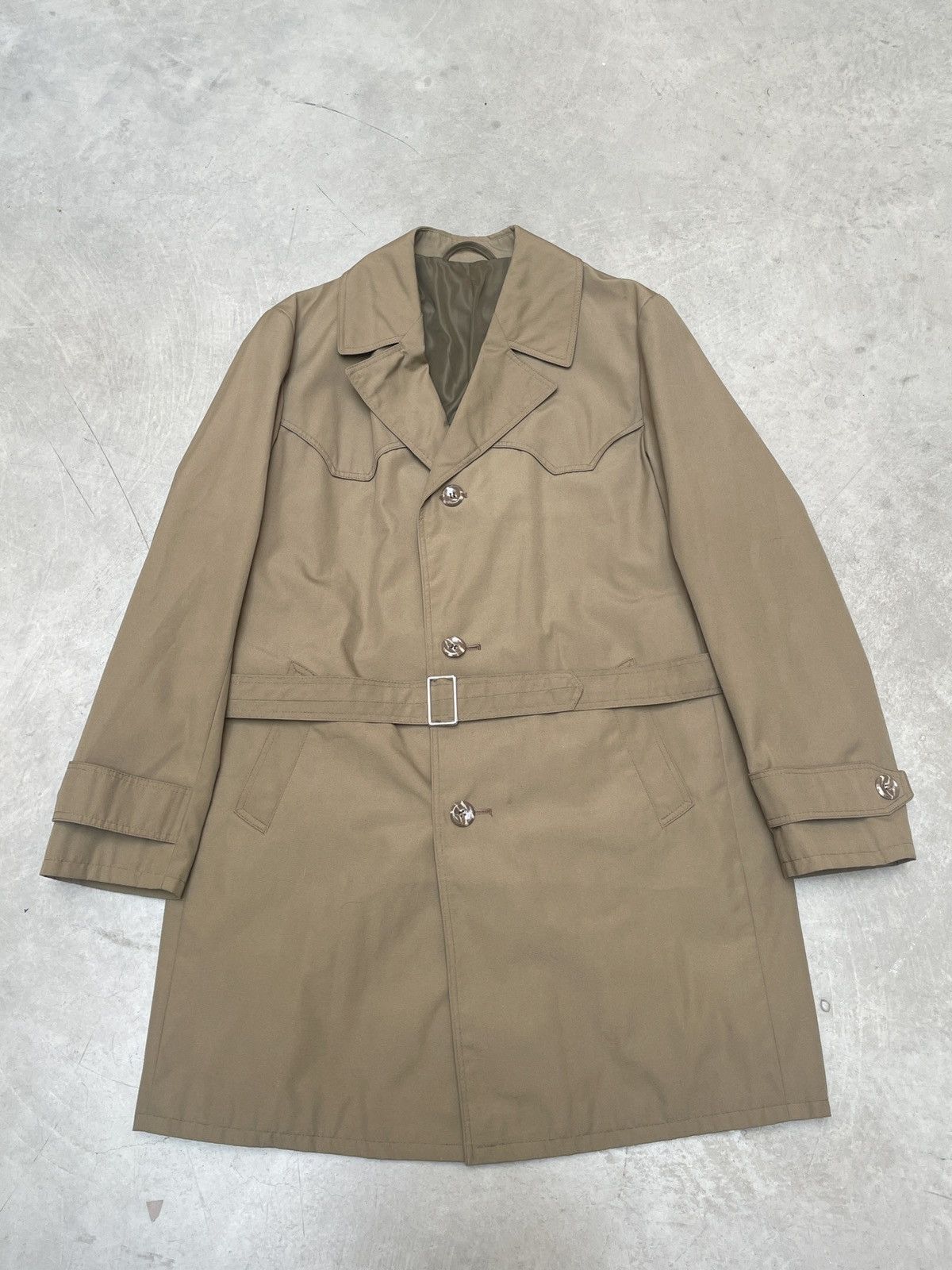Vintage Vintage ODETA Trench Coat 60s 70s Belted Khaki Size US L / EU 52-54 / 3 - 1 Thumbnail