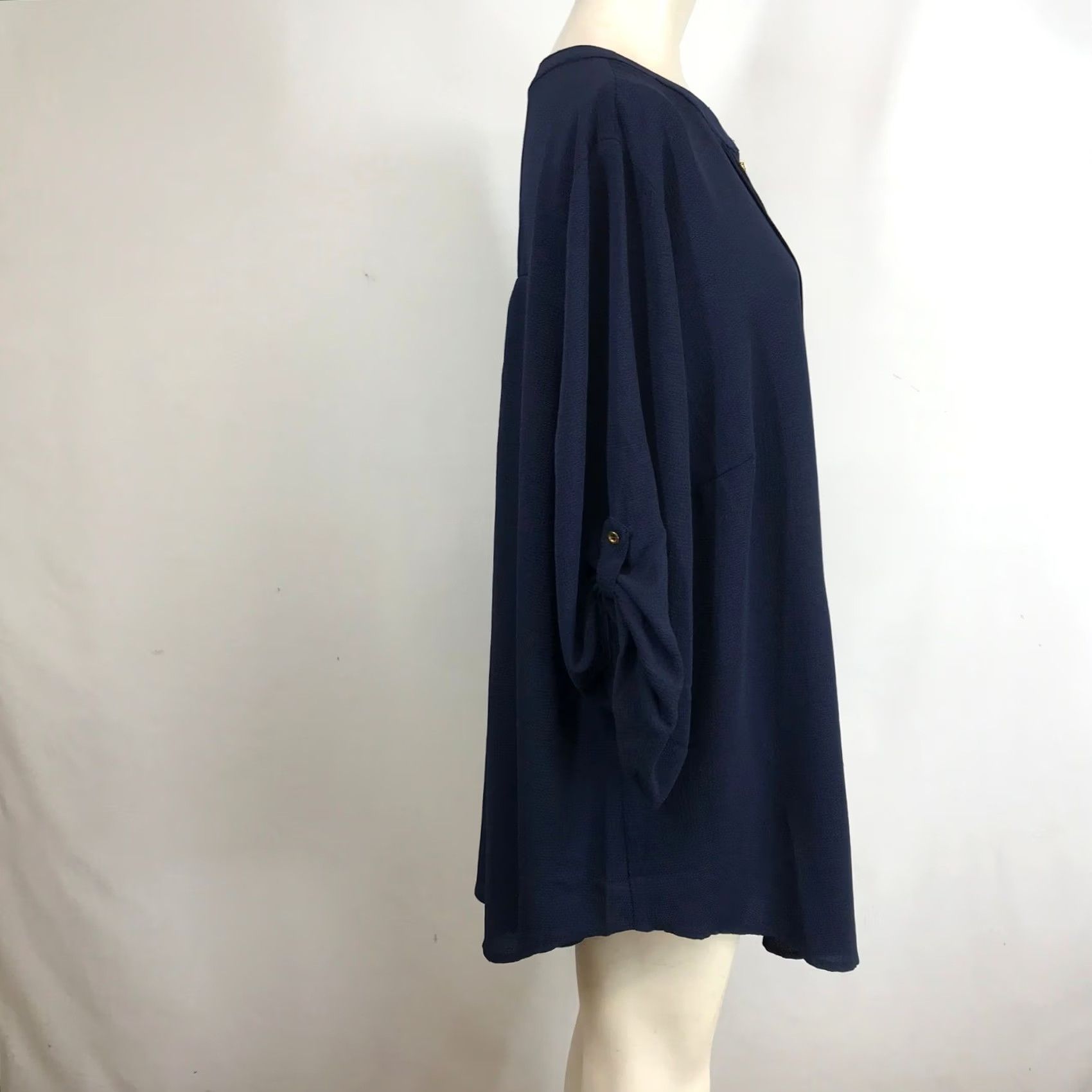 Vintage Evans Navy Blue Zipper Pleated Tunic Shirt Top Plus Size 22/24 Women Shirt Size 3XL / US 20-22 - 4 Thumbnail