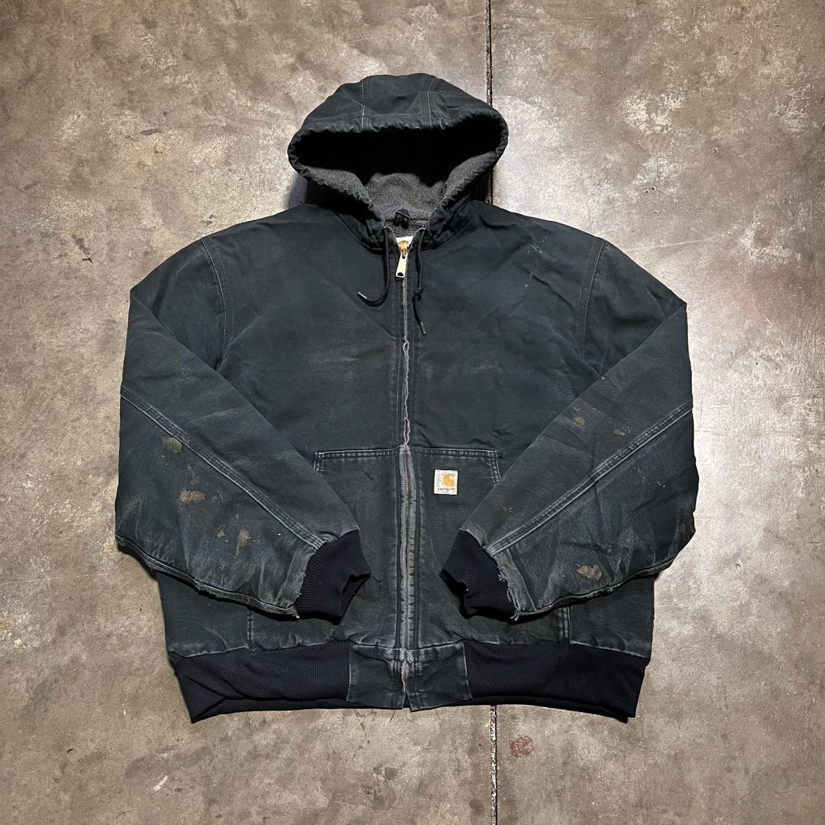 Carhartt Vintage Carhartt Hooded Active Jacket Black Faded Distressed Size US XXL / EU 58 / 5 - 8 Thumbnail