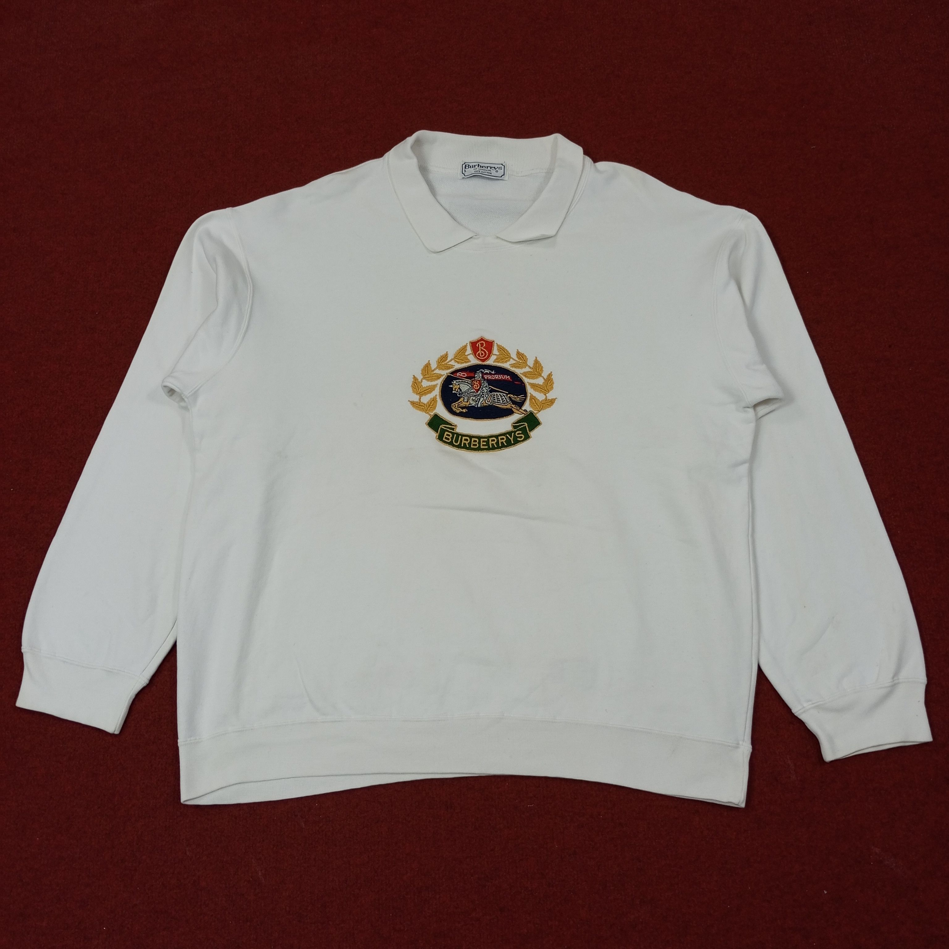 Burberry Burberrys Fashion Embroidery Logo Collar Sweatshirt c241n22 Size US XL / EU 56 / 4 - 1 Thumbnail
