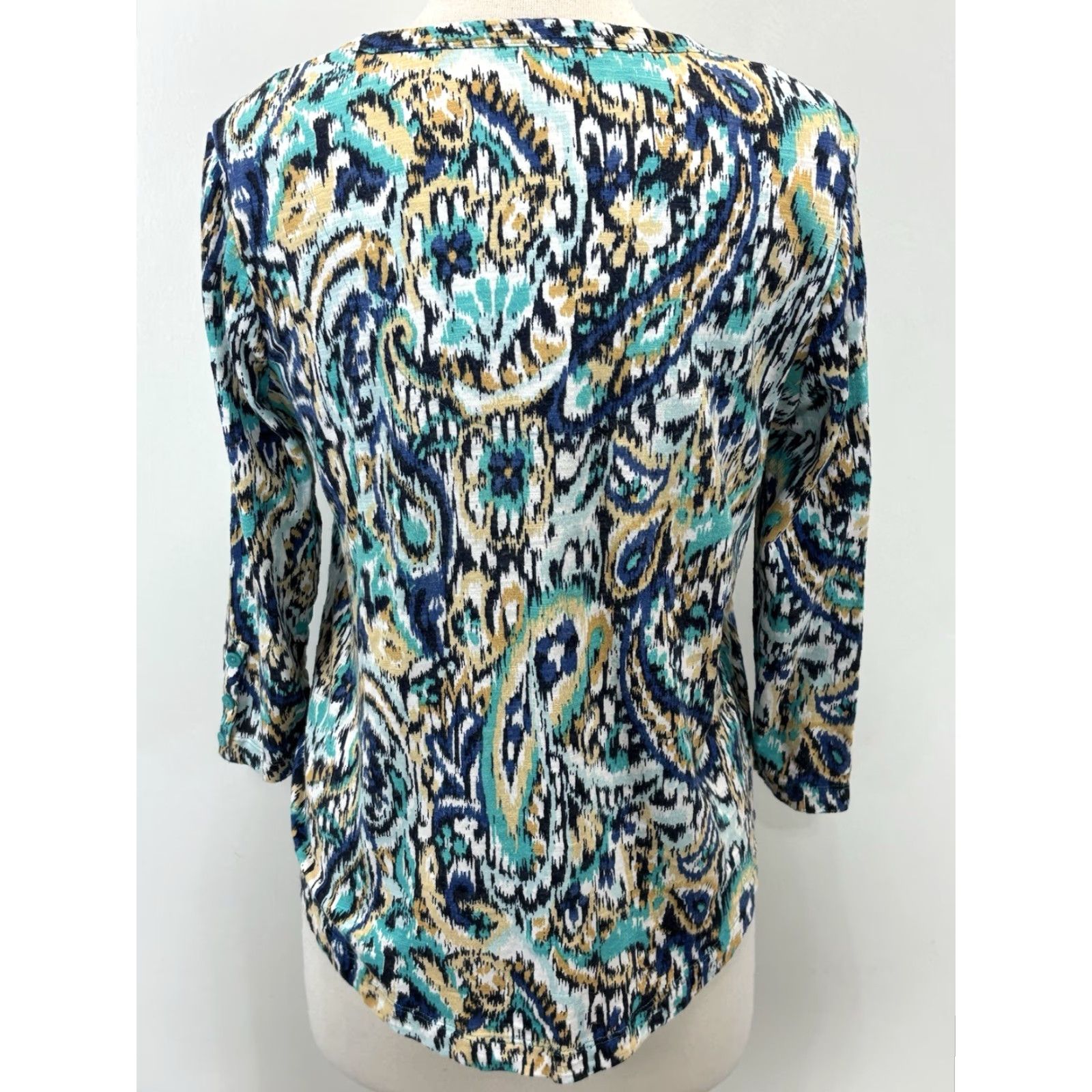 Vintage VINTAGE Chicos Tunic Shirt Womens Medium Blue Paisley V-Neck Casual Size M / US 6-8 / IT 42-44 - 3 Thumbnail