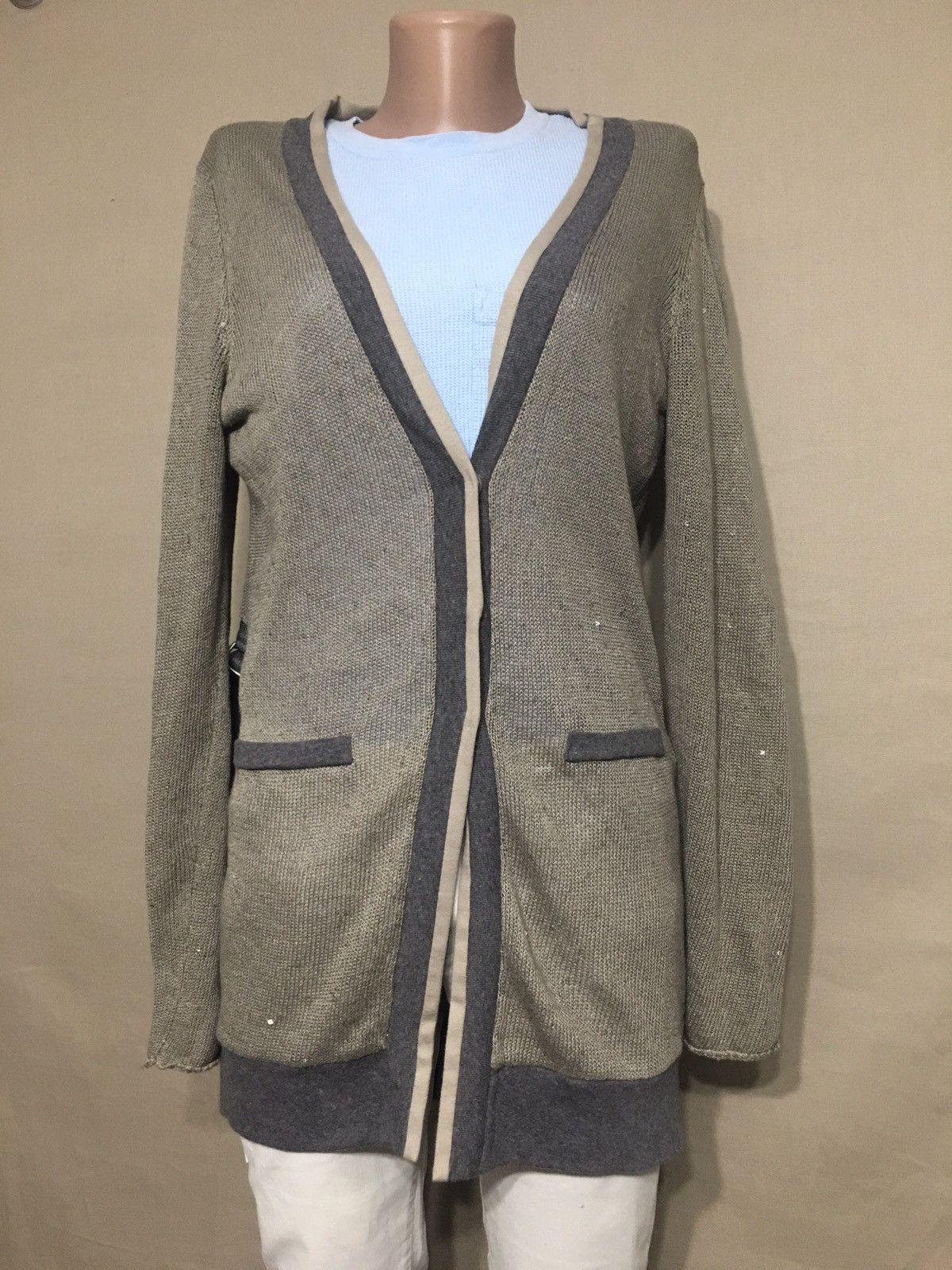 Brunello Cucinelli Brunello Cucinelli Sequin Embellished Silk Blend Cardigan Size L / US 10 / IT 46 - 2 Thumbnail