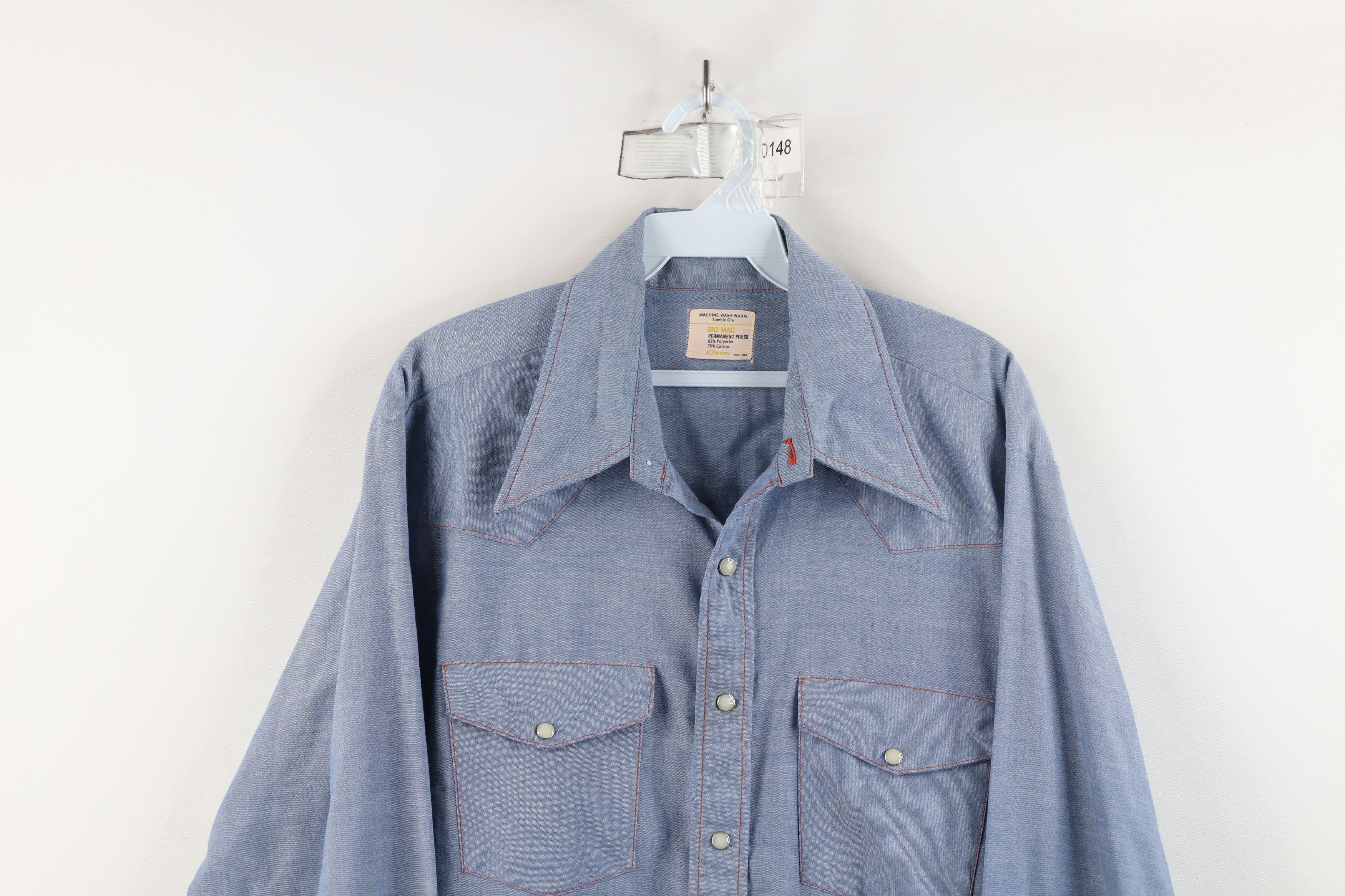 Vintage Vintage 60s 70s Big Mac Rodeo Snap Button Shirt Blue USA Size US XL / EU 56 / 4 - 2 Thumbnail