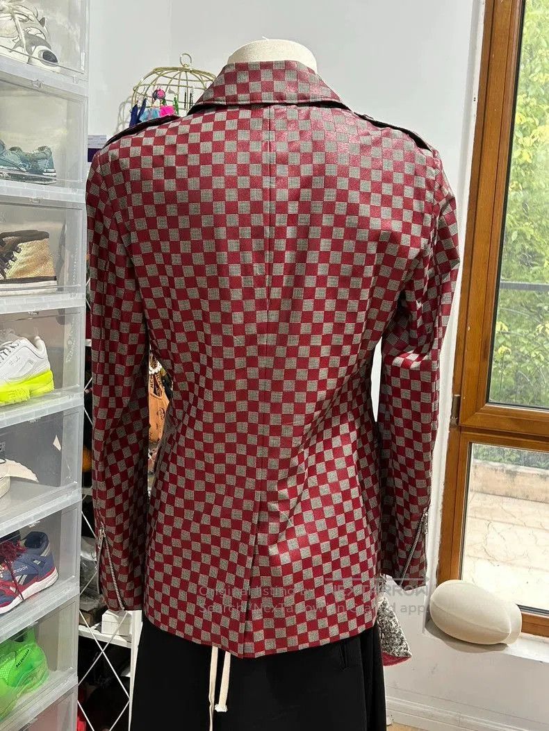 Comme des Garcons Comme des Garcons Red Plaid Leather Jacket. Size US M / EU 48-50 / 2 - 2 Thumbnail