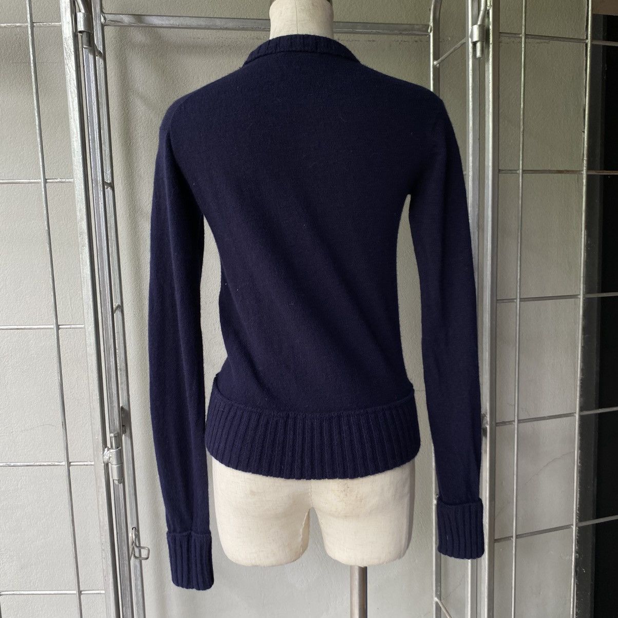 Japanese Brand A/T Navy Blue Sweater with Plaid Ruffle Front Size S / US 4 / IT 40 - 3 Thumbnail