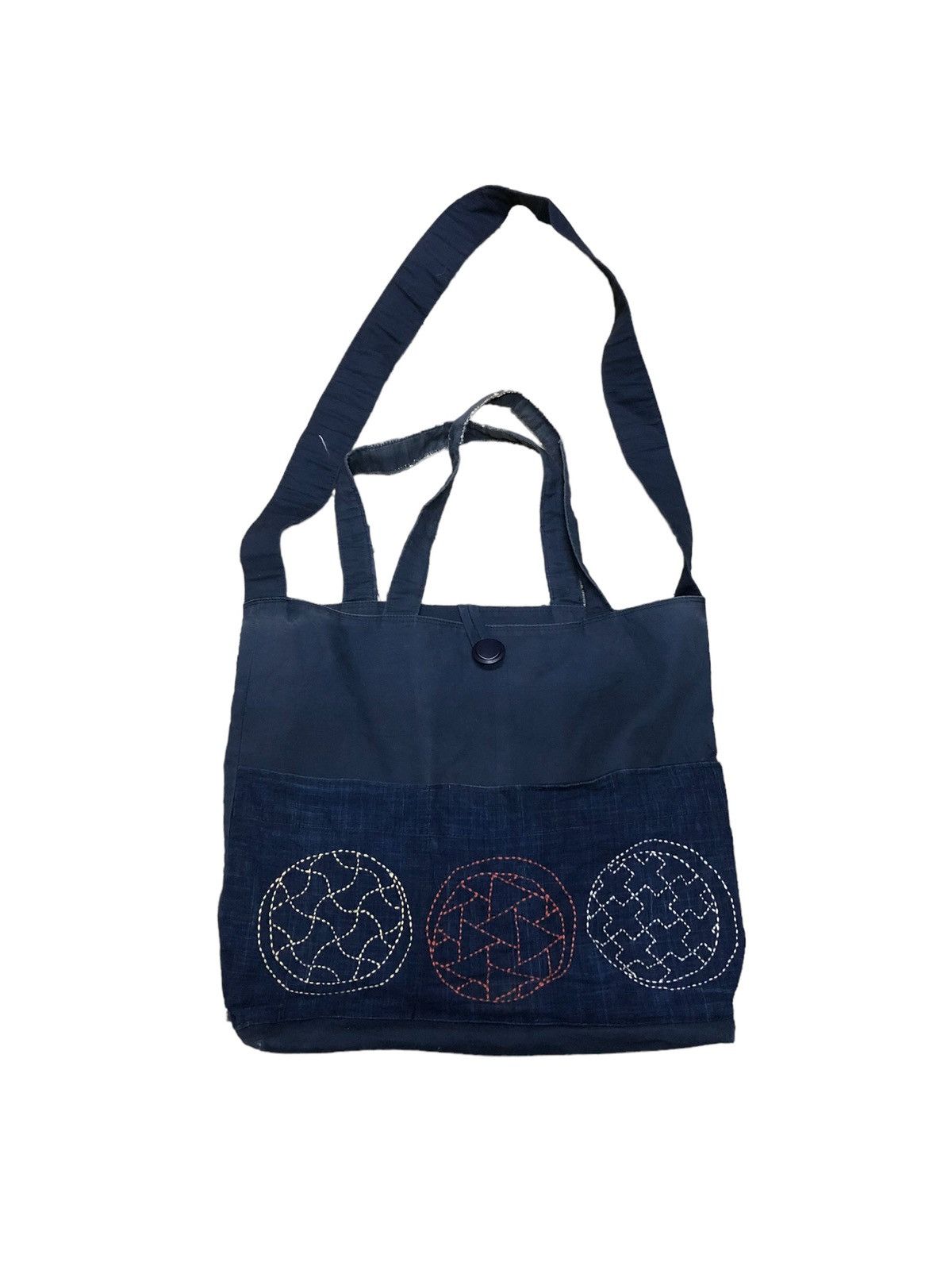 Japanese Brand FADED BLUE SASHIKO SLING/TOTE BAG Size ONE SIZE - 1 Thumbnail