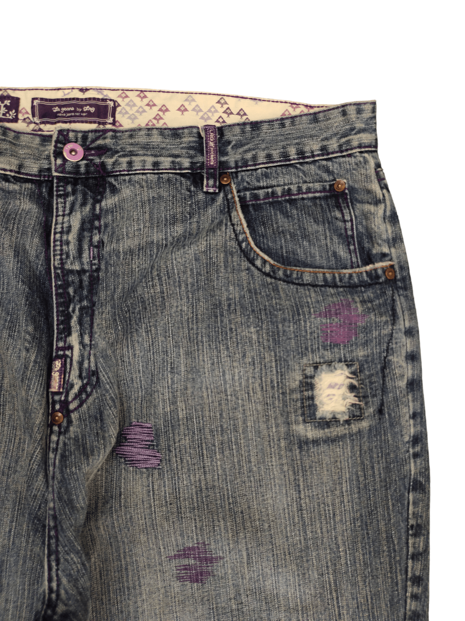 JNCO W42 Baggy Jeans LRG Embroidered Distress Denim Wide Leg Jnco Size US 42 / EU 58 - 3 Thumbnail