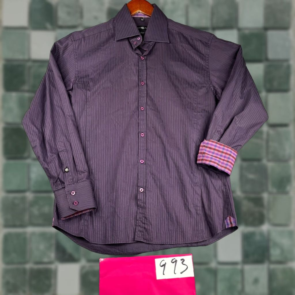 Vintage Stone Rose Black Rivet Collection Shirt M Purple Stiped Button Up Long Sleeve Size US M / EU 48-50 / 2 - 1 Thumbnail