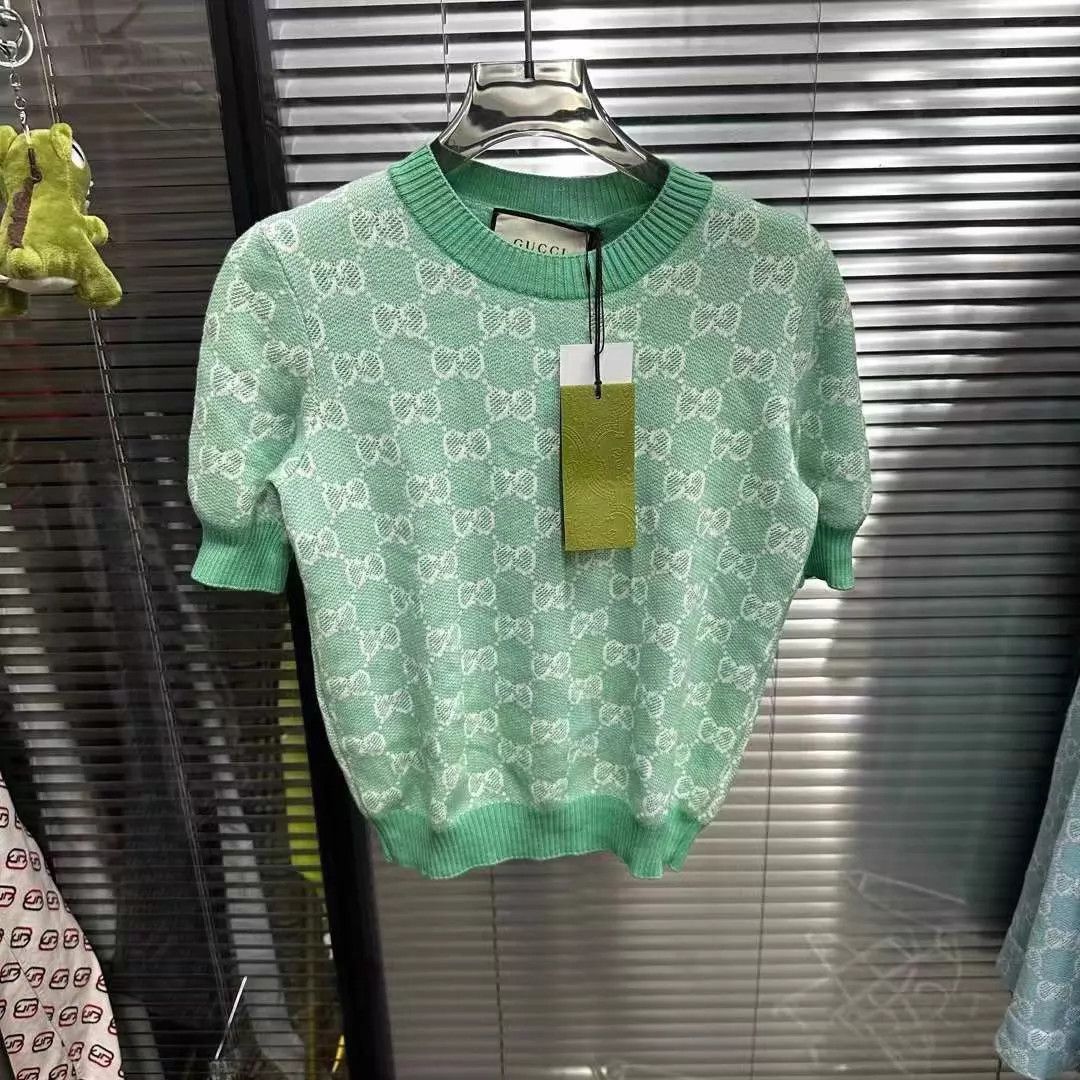 Gucci Gucci Green GG All Over Knit Short Sleeve S new with tags Size S / US 4 / IT 40 - 1 Thumbnail