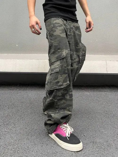 Designer washed faded cleanfit yuppie bootcut camo cargo pants Size US 32 / EU 48 - 6 Thumbnail