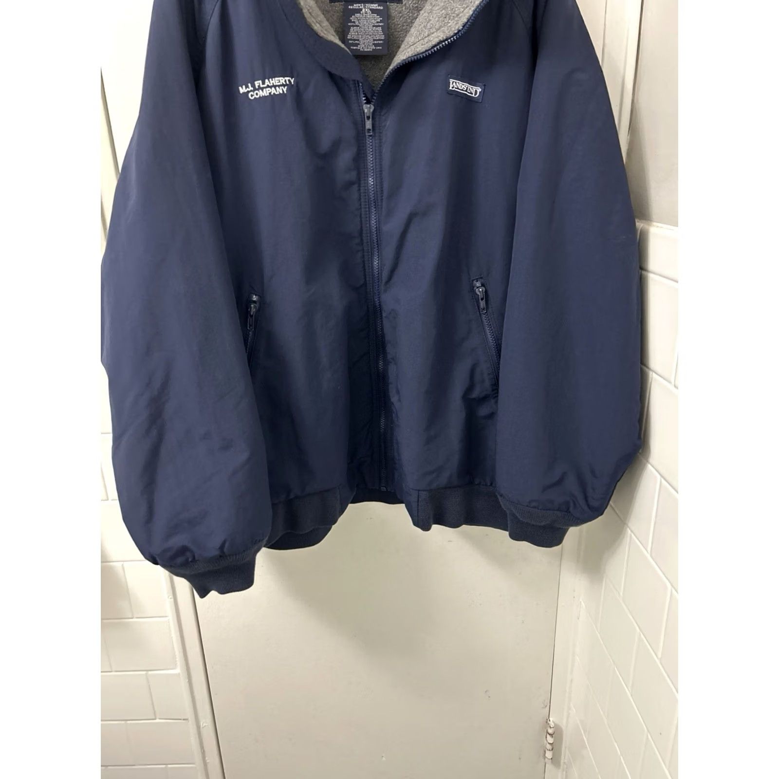 Lands' End VINTAGE Lands' End Squall Jacket Mens 2XL Blue Bomber Lined Zip Pockets Navy USA Made Squall Classic Size US XXL / EU 58 / 5 - 3 Thumbnail