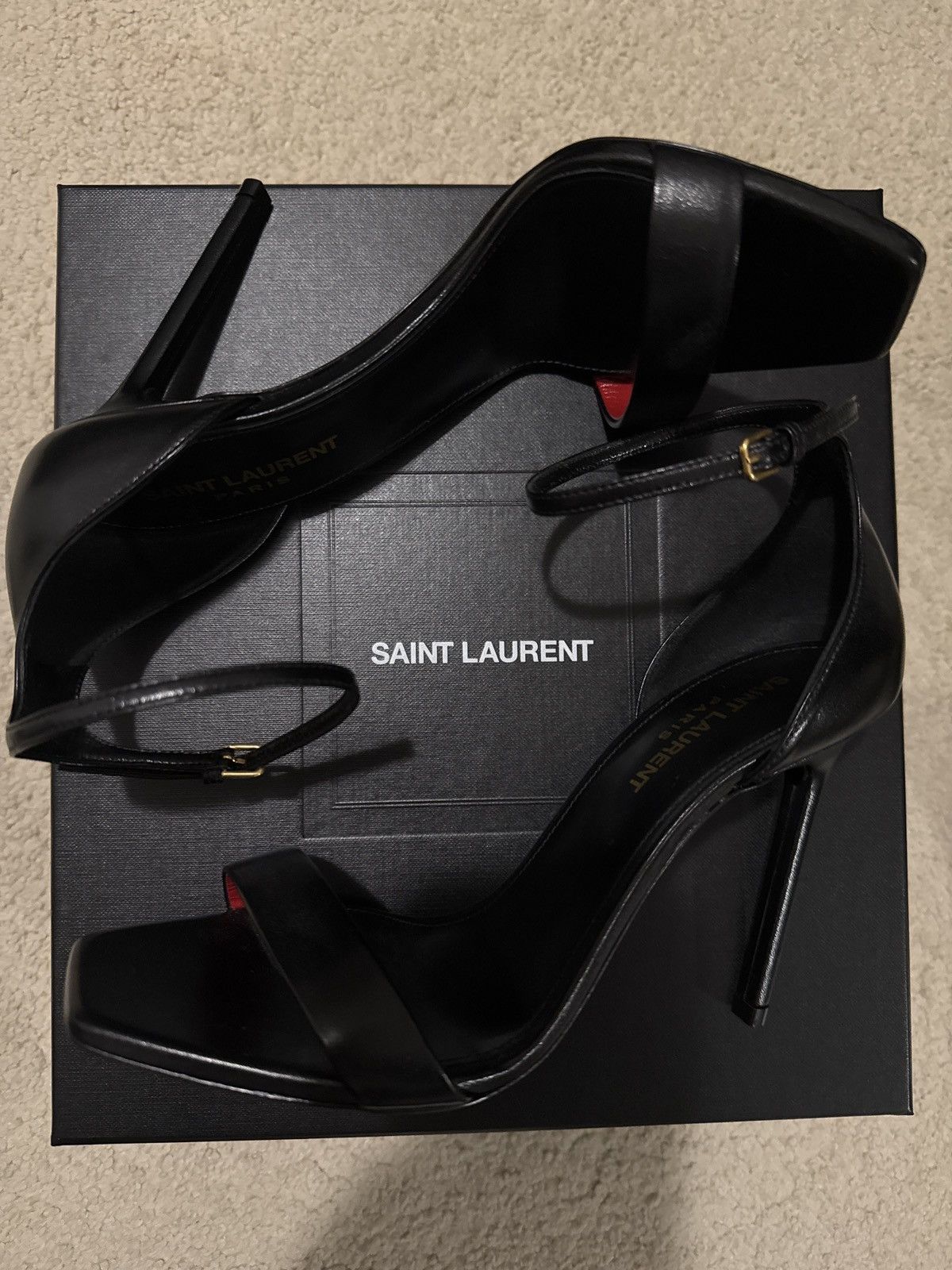 Saint Laurent Paris Saint Laurent Paris Leather Black Stilettos Size US 7.5 / IT 37.5 - 3 Thumbnail