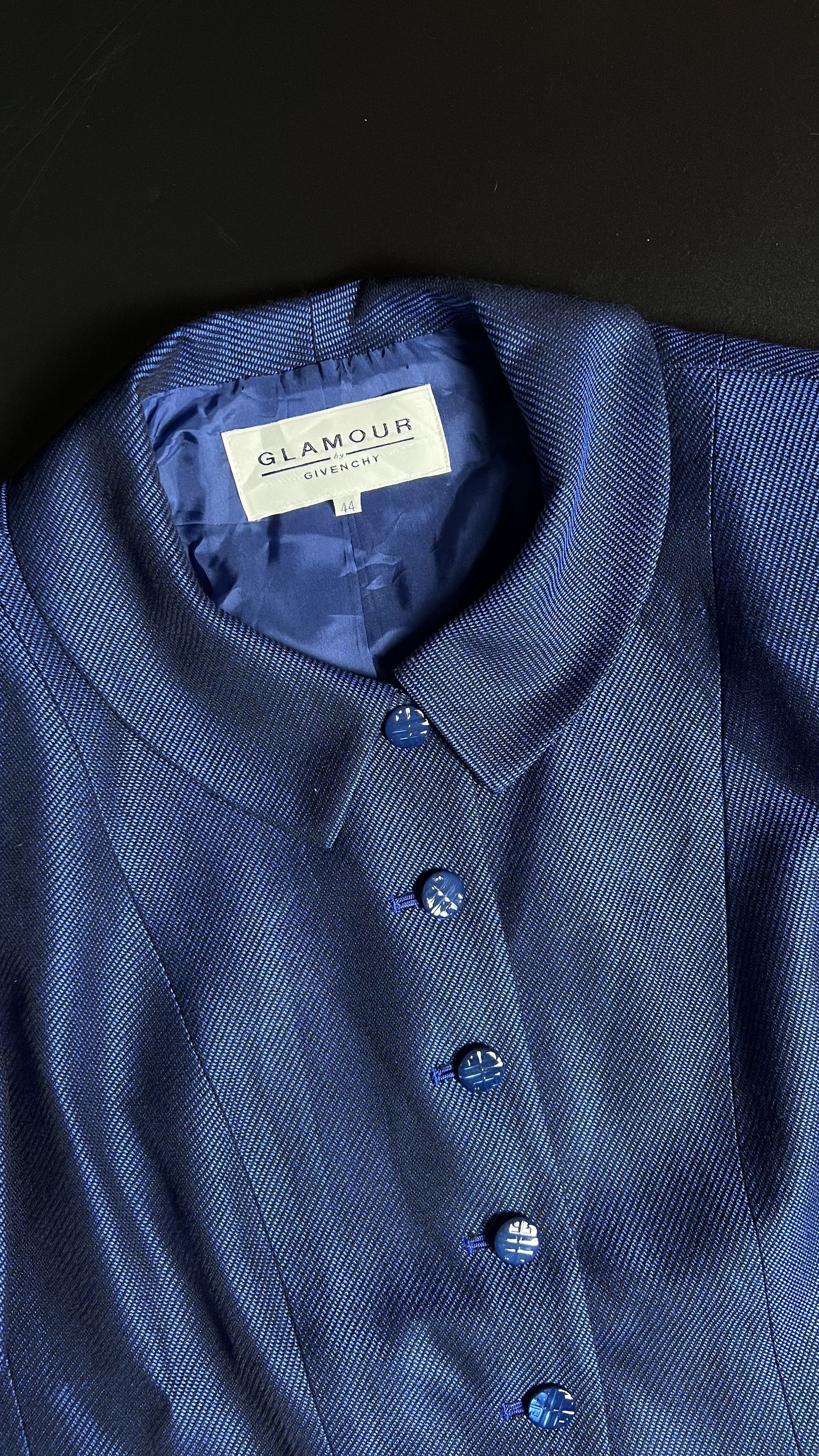Givenchy GLAMOUR BY GIVENCHY ROYAL BLUE BLOUSE Size L / US 10 / IT 46 - 2 Thumbnail