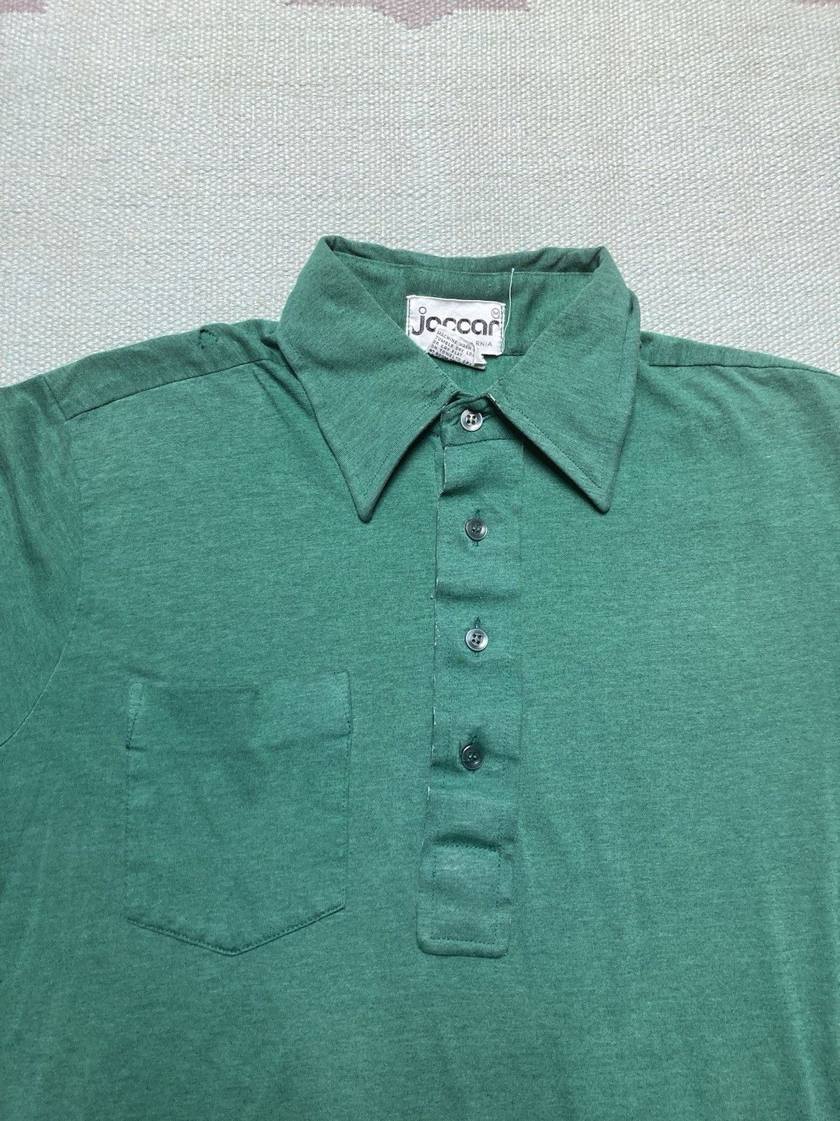 Vintage Vtg 70s polo shirt forest green California pol cotton medium Size US M / EU 48-50 / 2 - 3 Thumbnail