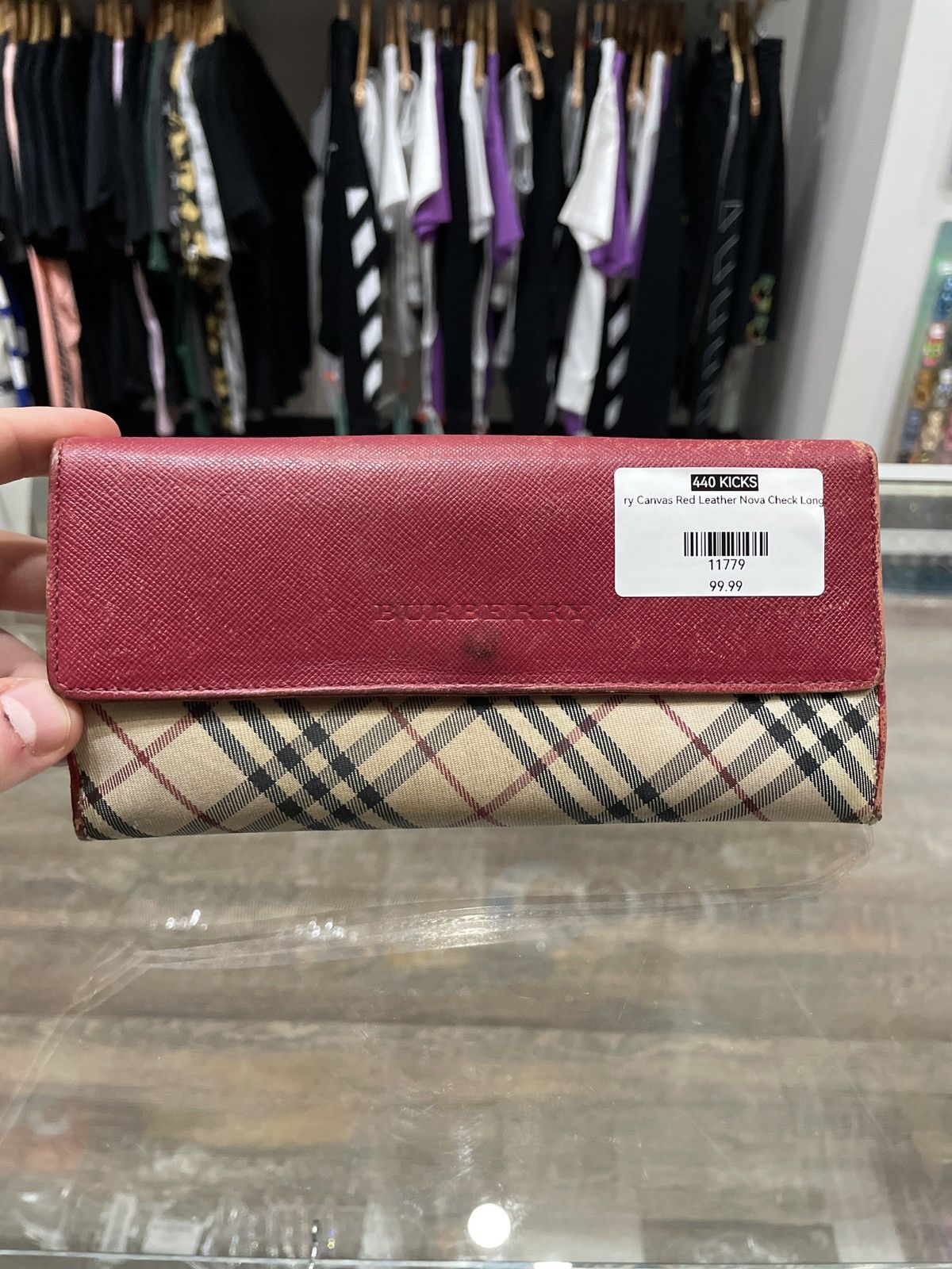 Burberry Burberry Canvas Red Leather Nova Check Long Wallet Size ONE SIZE - 1 Thumbnail