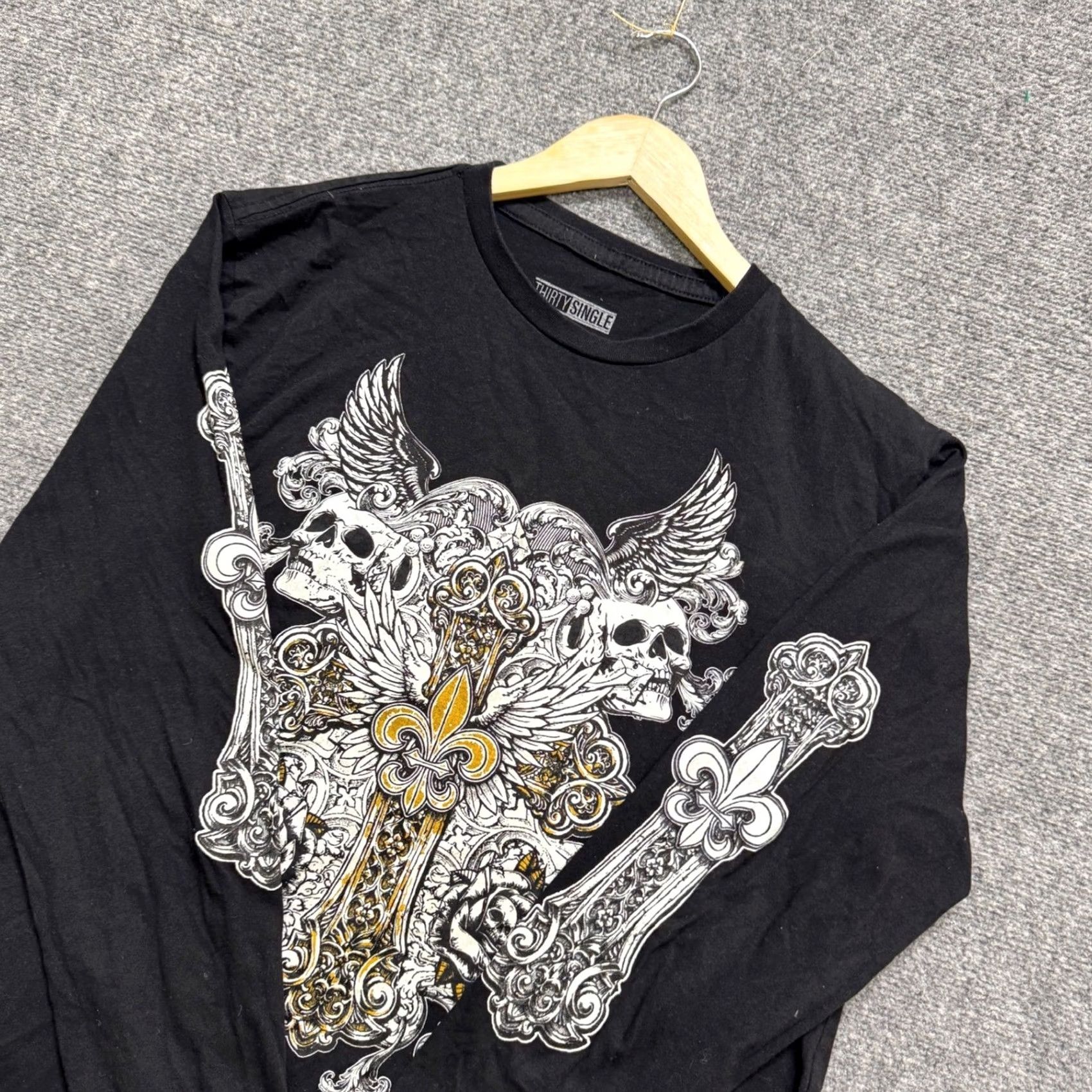The Unbranded Brand Y2K Thirty Single Long Sleeve Shirt Men Large Skeletons Cotton Blend Grunge Black - The Unbranded Brand, Regular, Mens Size US L / EU 52-54 / 3 - 2 Thumbnail