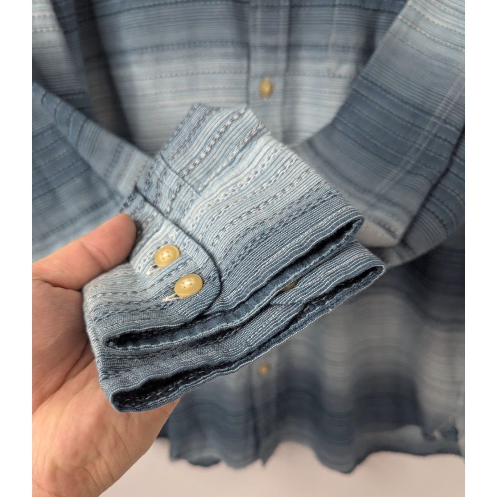 Lucky Brand NWT Lucky Brand Shirt Men's XL Aztec Stripe Long Sleeve Button Up Casual Pocket Blue Cotton Woven Size US XL / EU 56 / 4 - 3 Thumbnail