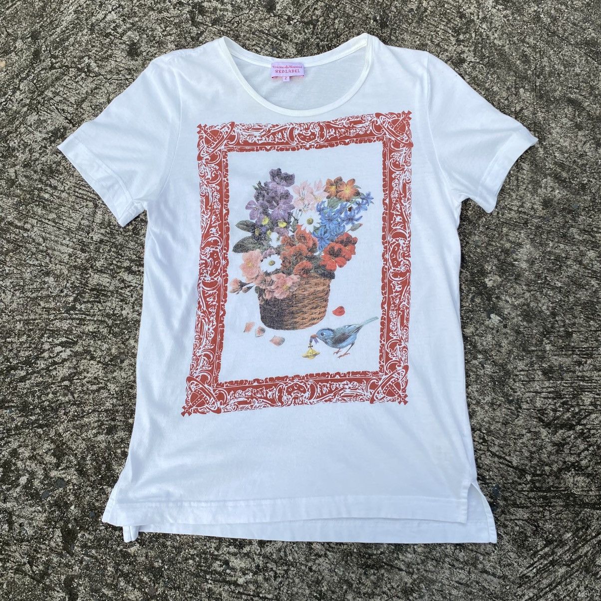 Vivienne Westwood Vivienne Westwood Floral Basket & Bird Print White Tee Size M / US 6-8 / IT 42-44 - 7 Thumbnail