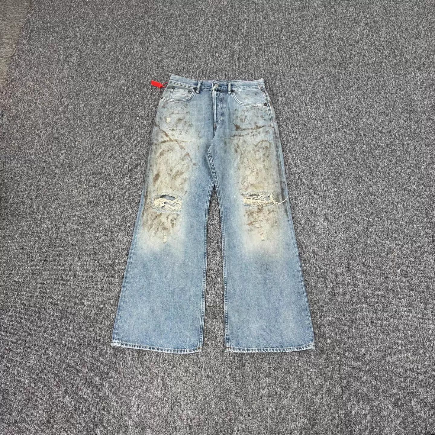 Acne Studios Acne Studios Distressed Blue Wide Leg Jeans 28/30 99 New Size 28" / US 6 / IT 42 - 1 Thumbnail