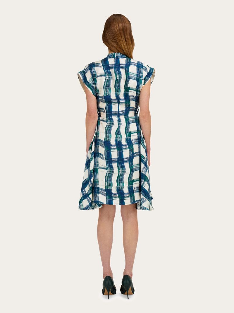Salvatore Ferragamo o1s1rm0426 Stylized Tartan Dress in Blue/White Size M / US 6-8 / IT 42-44 - 4 Thumbnail