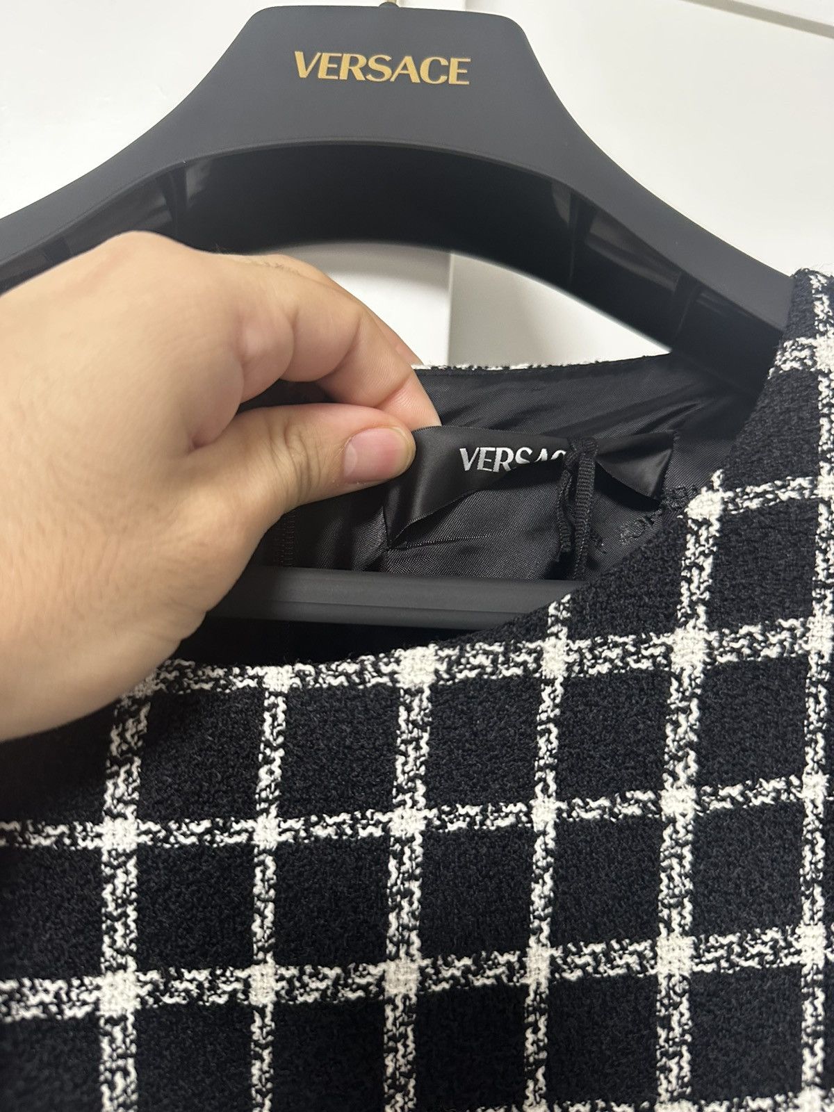 Versace Versace Black Check Dress Size XL / US 12-14 / IT 48-50 - 4 Thumbnail