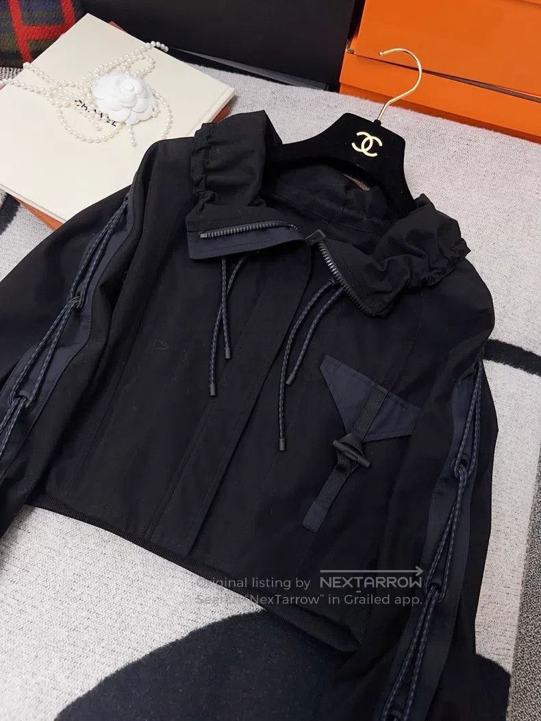 Hermes Hermes Black Short Zip Hooded Jacket with Drawstring Size XXS / US 00 / IT 34 - 3 Thumbnail