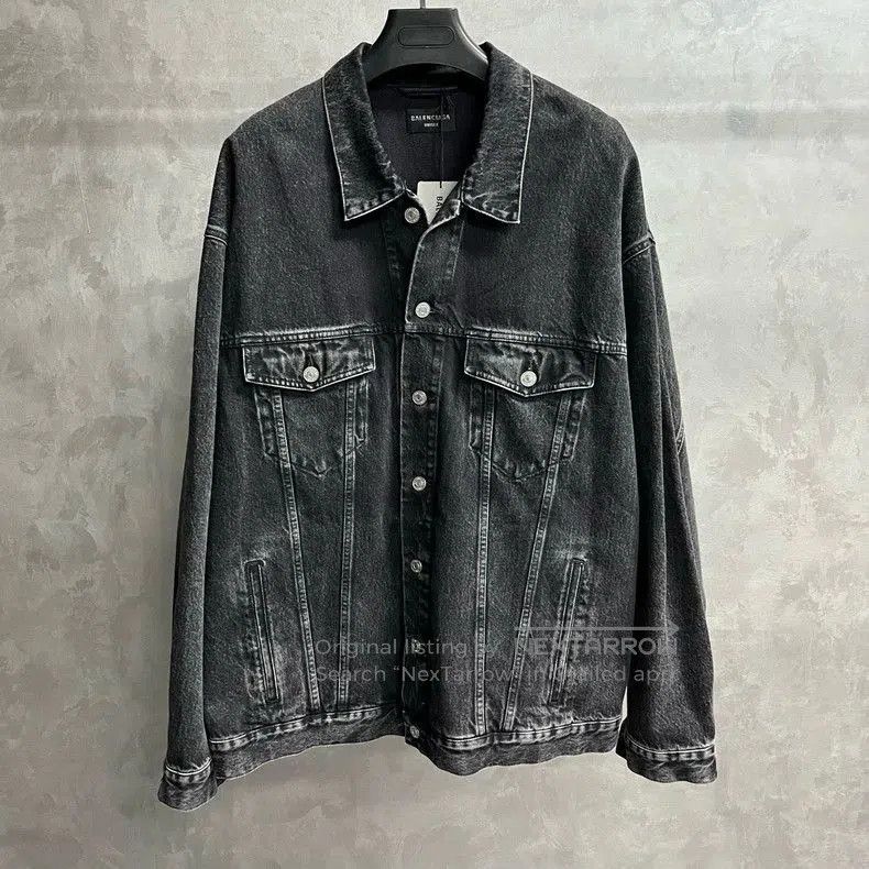 Balenciaga Balenciaga Black Denim Jacket with Diamonds. Size US M / EU 48-50 / 2 - 1 Thumbnail