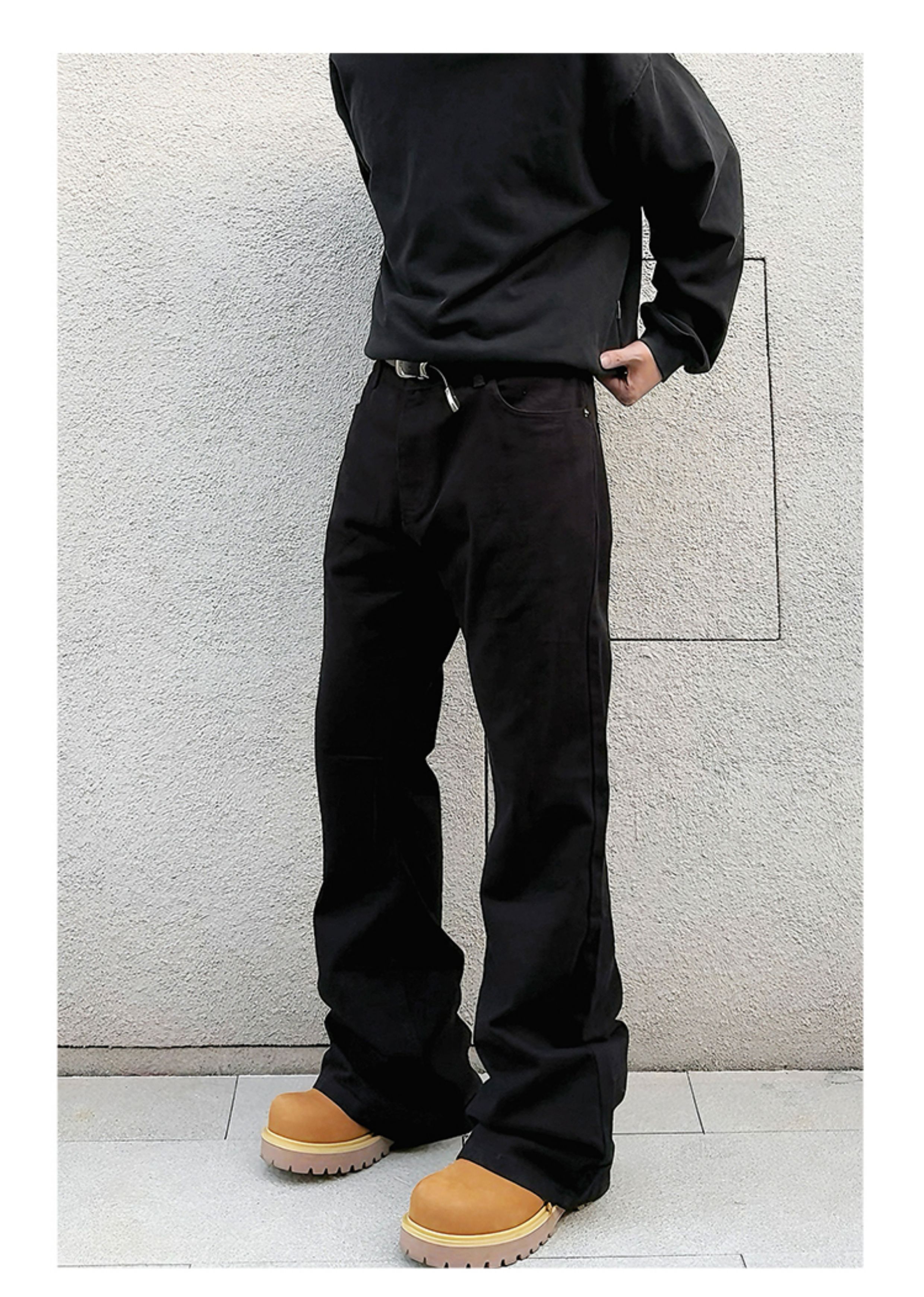 Black Stacked Flared Jeans