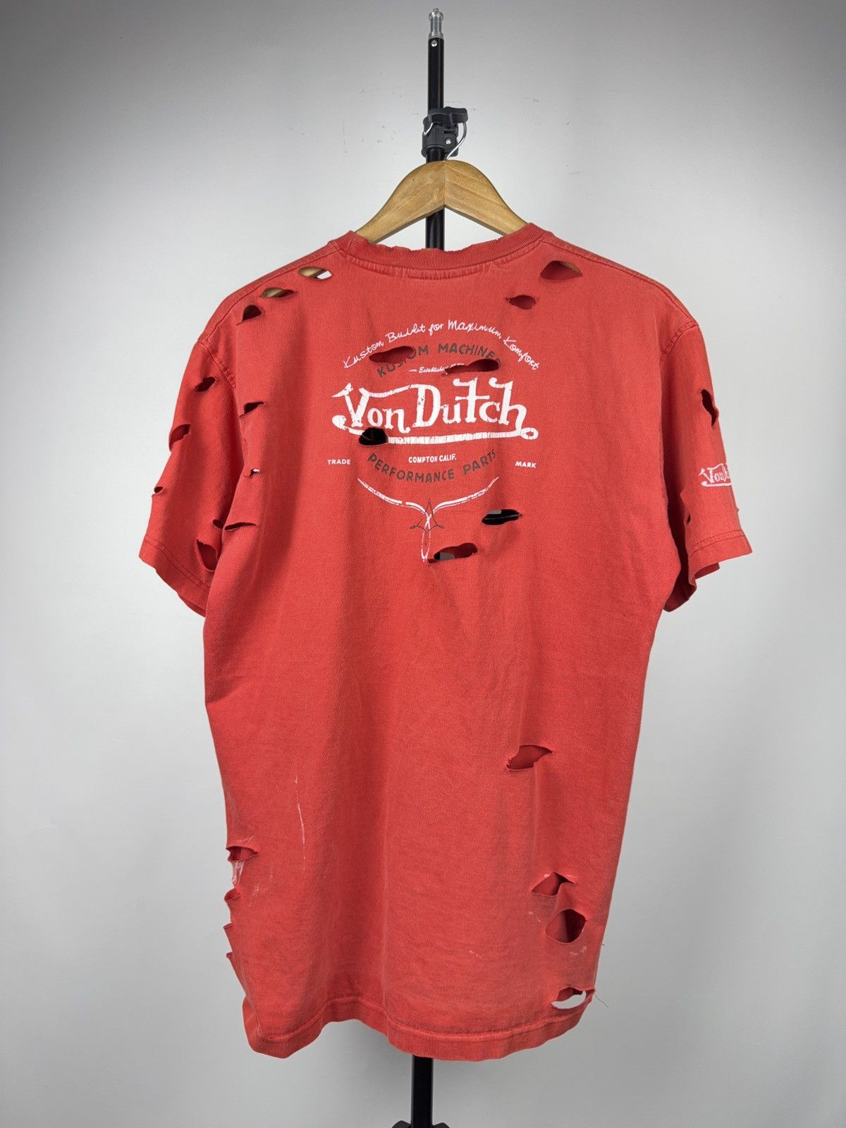 Von Dutch Von Dutch Faded Distressed Logo T Shirt Y2K Biker Grunge XL Size US XL / EU 56 / 4 - 15 Thumbnail
