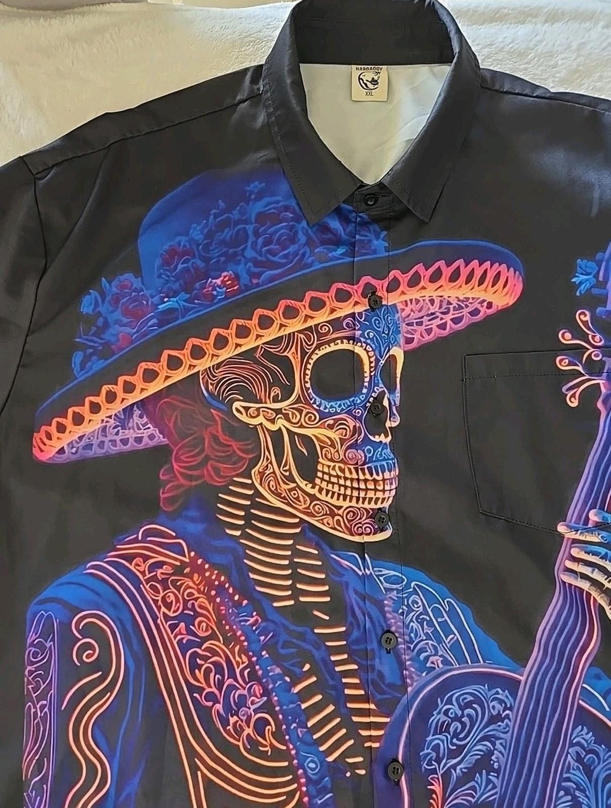 Other HARDADDY Mens XXL Day of the Dead / Hawaiian Button-up Shirt Size US XXL / EU 58 / 5 - 8 Thumbnail