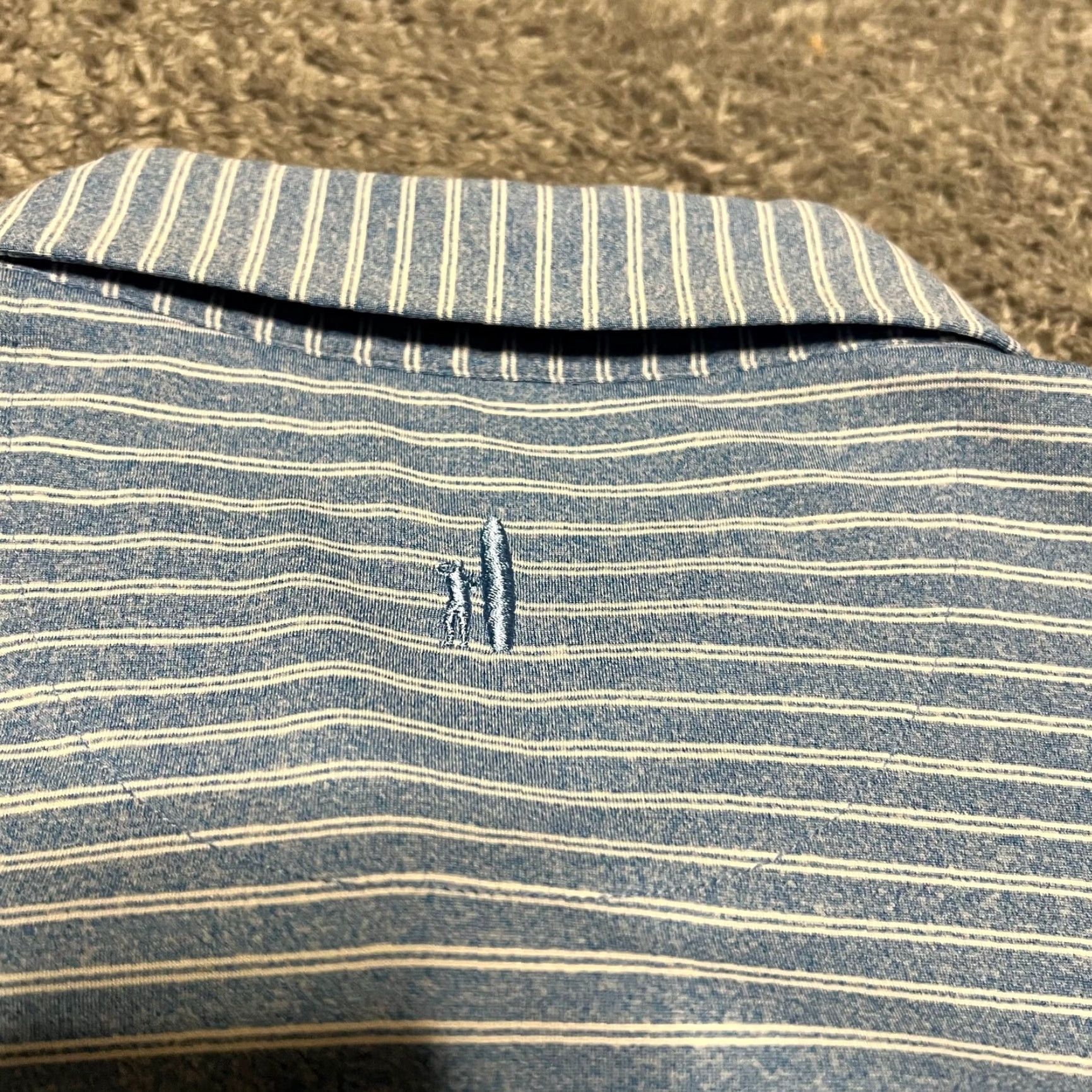 johnnie-O Johnnie O Polo Shirt Mens XL Blue Striped Performance Golf Shirt Size US XL / EU 56 / 4 - 4 Thumbnail