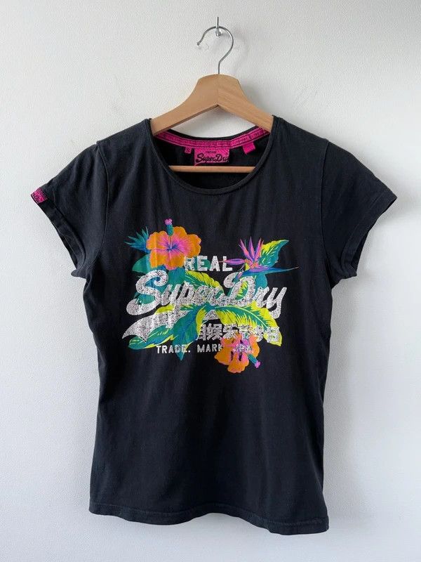 Superdry Superdry Floral Logo T-Shirt Women Black Size S Size S / US 4 / IT 40 - 1 Thumbnail