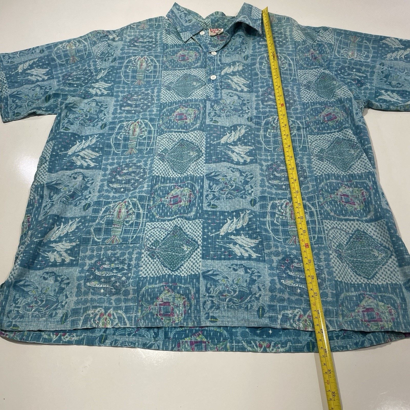 All-In Barefoot In Paradise Blue Hawaiian Shirt Fish Lobster Ray XL Size US XL / EU 56 / 4 - 5 Thumbnail