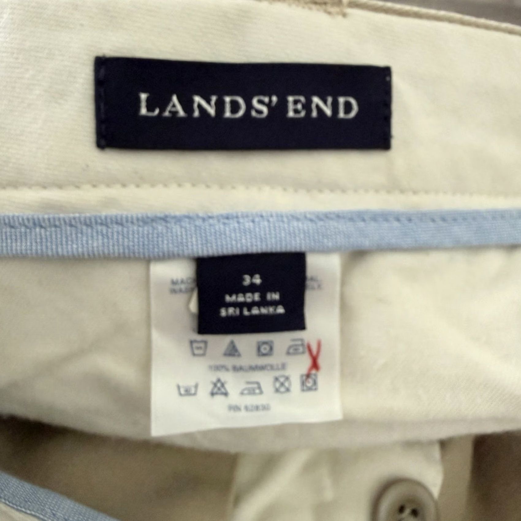 Lands' End Lands' End Chino Pants Mens 34 Khaki Flat Front 100% Cotton NEW Regular Straight Belt Loops Pockets Casual Workwear Tailored Size US 34 / EU 50 - 2 Thumbnail