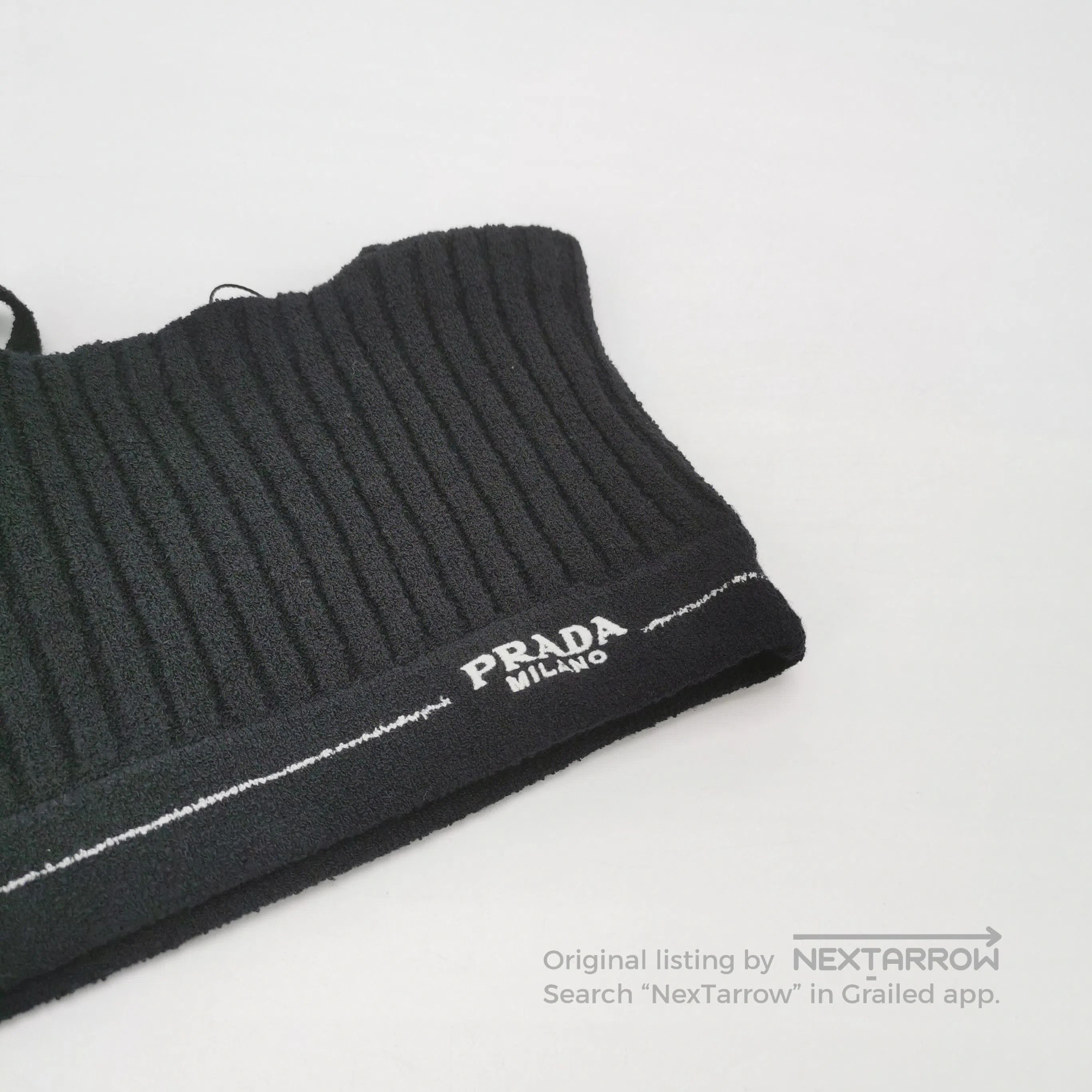 Prada Prada Logo Black Ribbed Crop Top . Size S / US 4 / IT 40 - 3 Thumbnail